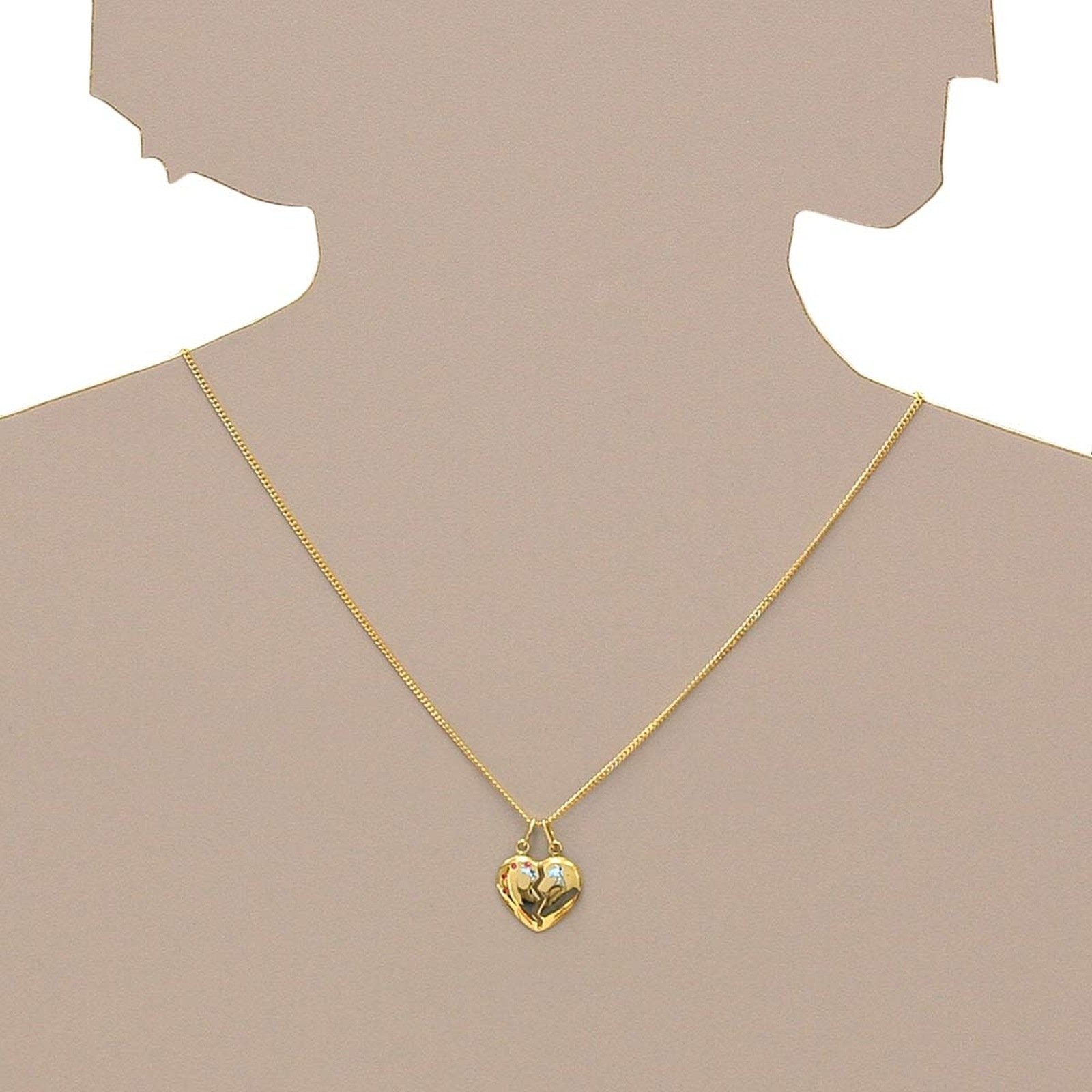 OSTSEE-SCHMUCK Kettenanhänger »- geteiltes Herz - Silber 925/000, vergoldet - sy. Rubin«