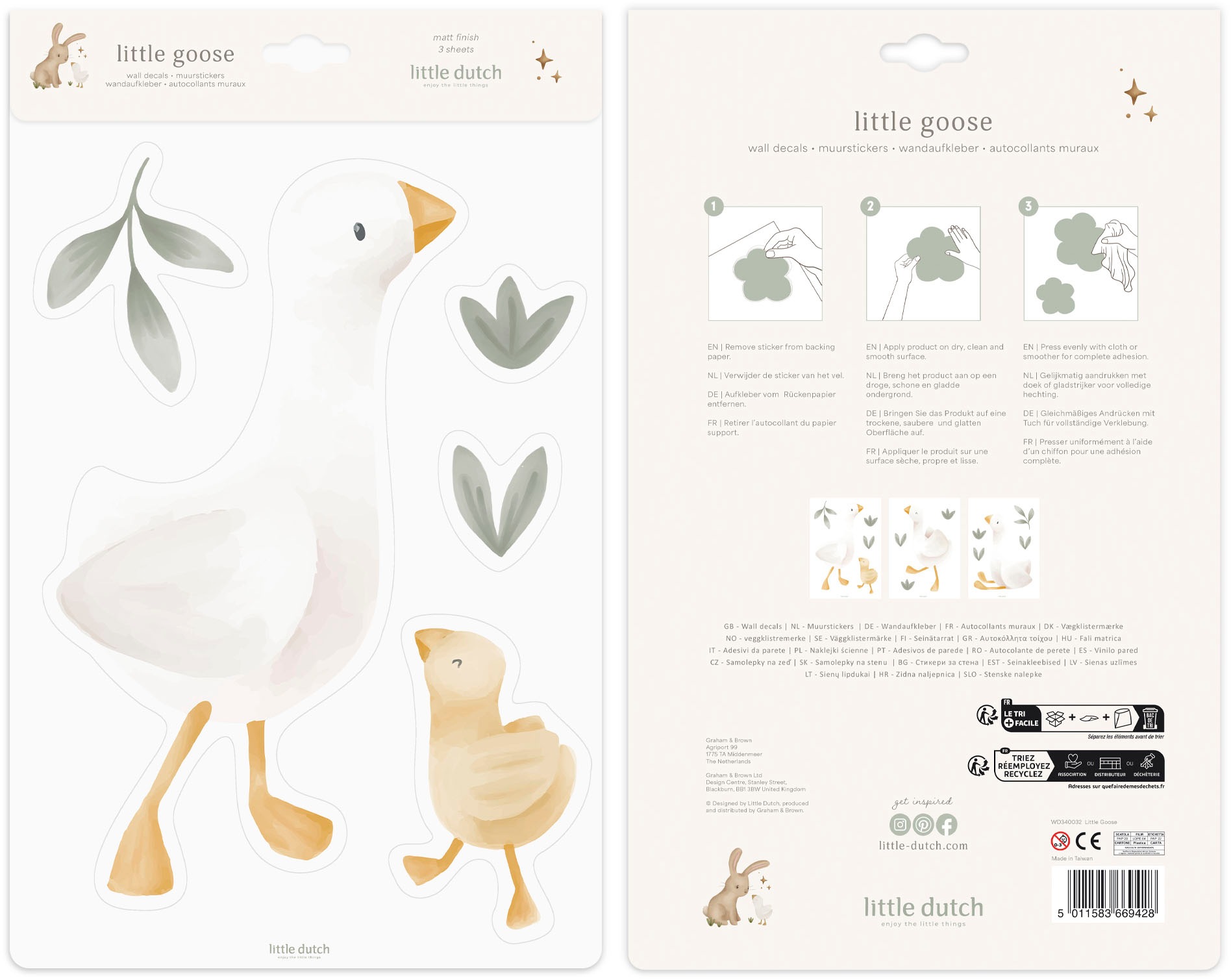 Thumbnail - LITTLE DUTCH Wandtattoo "Wandsticker Set Little Goose A4 (3x St.)" 3x A4-Format