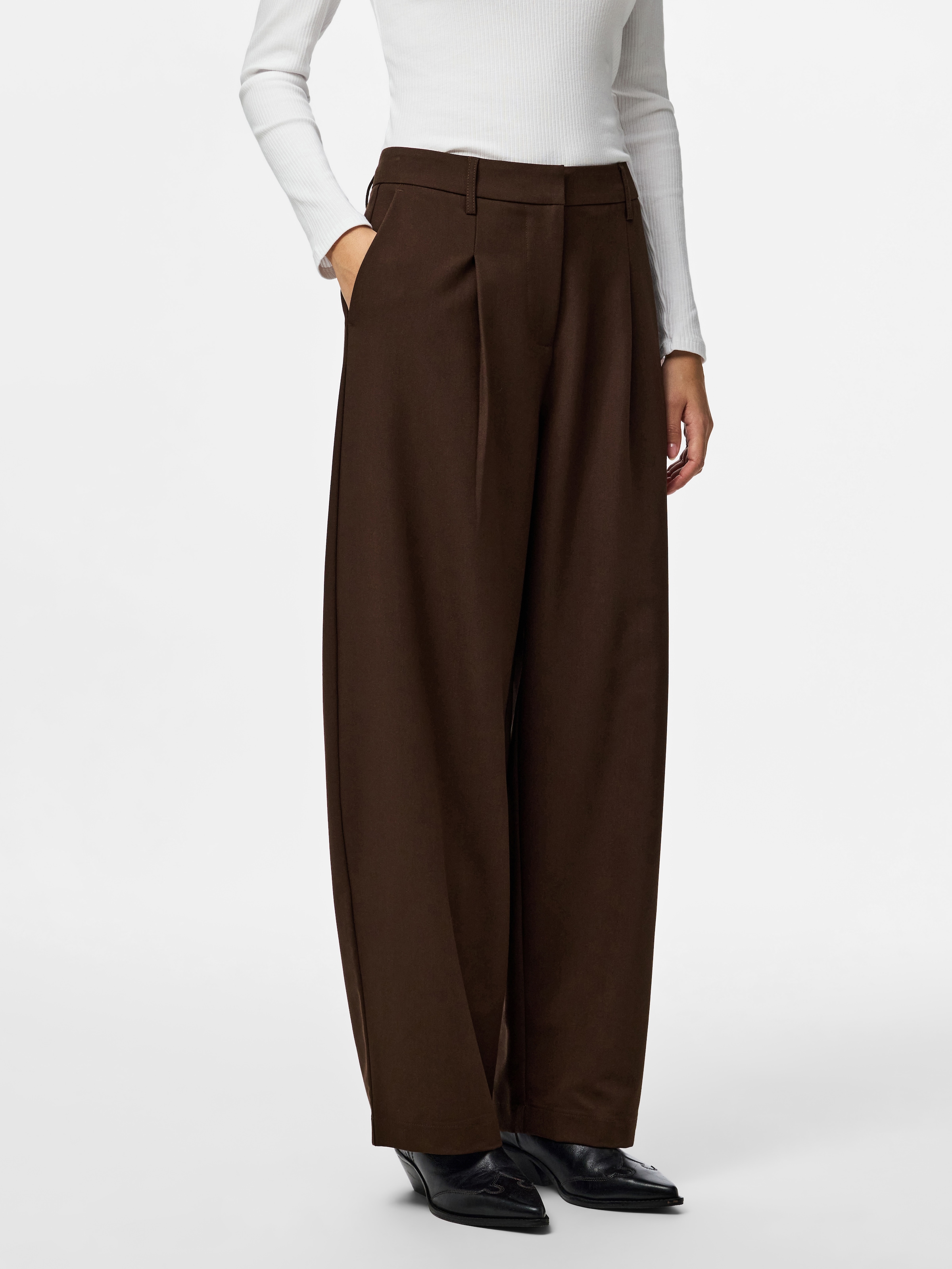 pieces Anzughose »PCBOSELLA MW BARREL PANTS NOOS BC«  Materialmix, barrel fit
