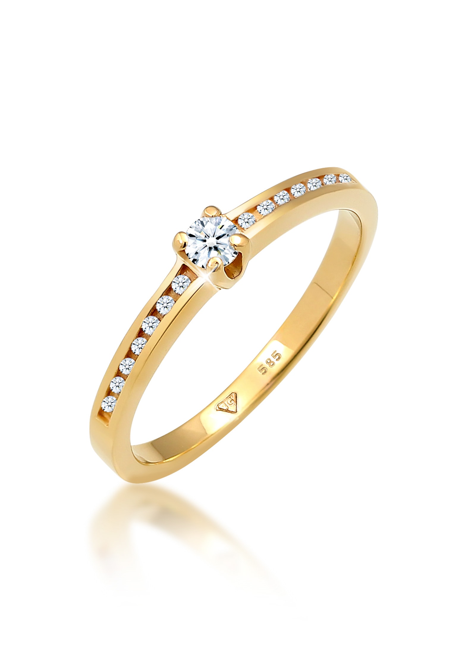 ELLI DIAMONDS Damen Verlobungsring "Ring Diamant Weiß Brillantschliff (0.18 ct) 585 Gelbgold", 56, Gelbgold 585, gold, Gelbgold 585, Fingerringe