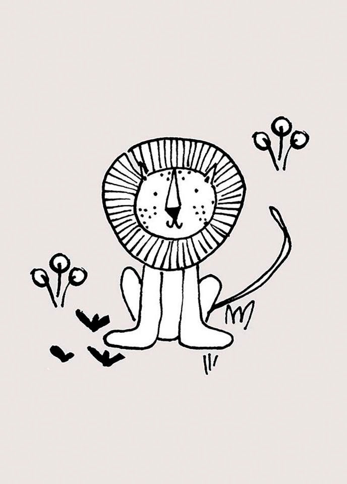 Komar Bild »Scribble Lion« Tiere 1 Stk. tlg. Wandbild zur Dekoration - ohne Rahmen