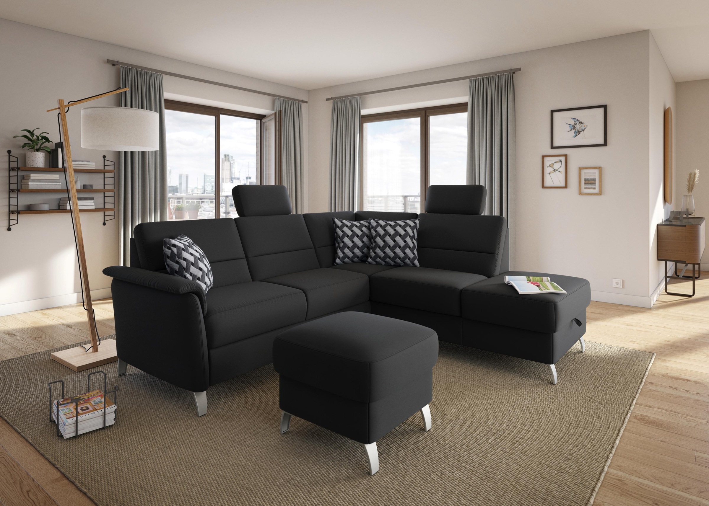sit&more Ecksofa »Palmera L-Form«, Federkern, wahlweise mit Bettfunktion und mit/ohne Stauraum