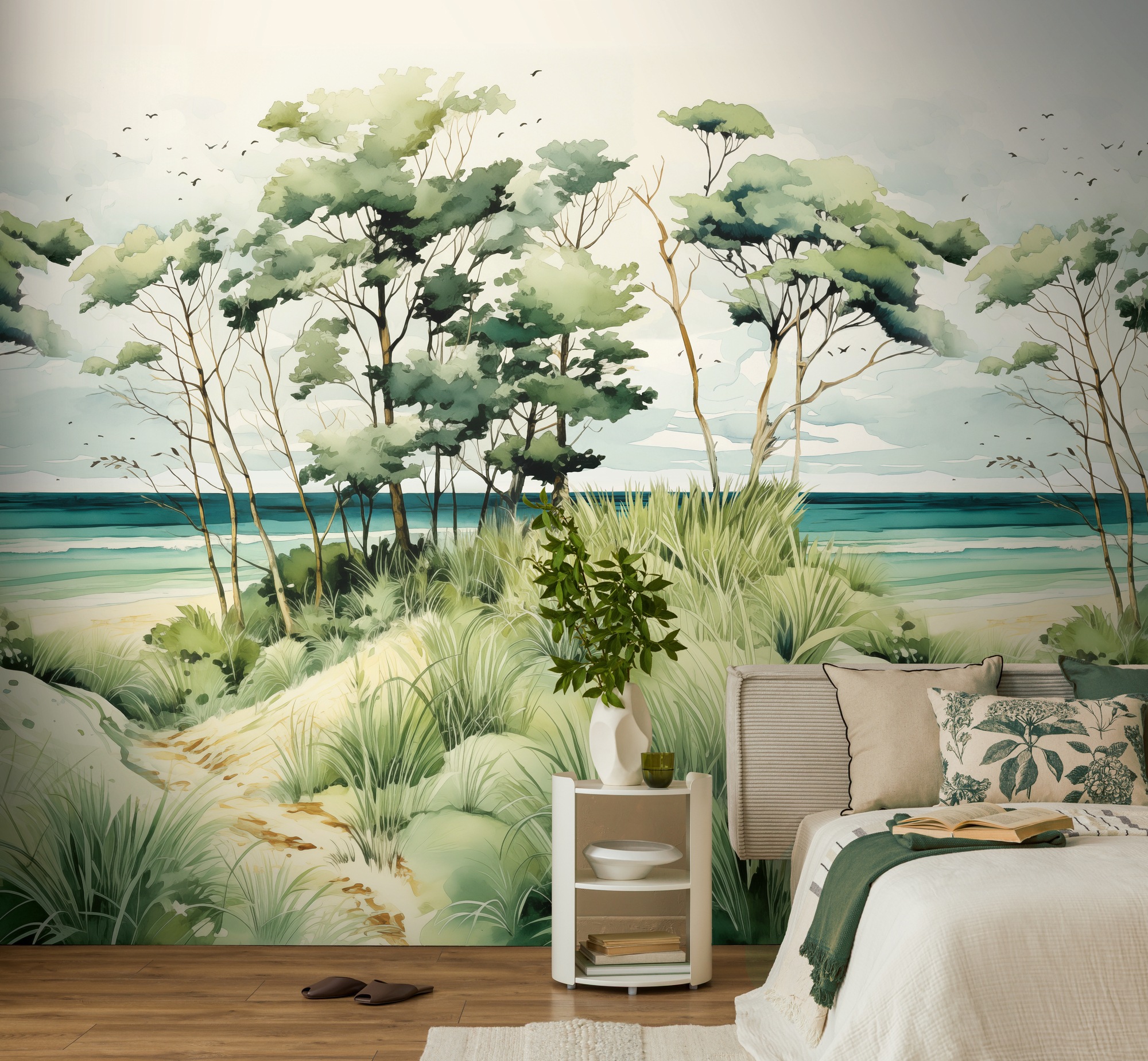 living walls Fototapete »The Wall 4 Botanic – Tropische Strandlandschaft Vlies-Fototapete« Motiv | matt | naturalistisch leicht strukturiert Tropische Strandlandschaft mit atmosphärischer Tiefe