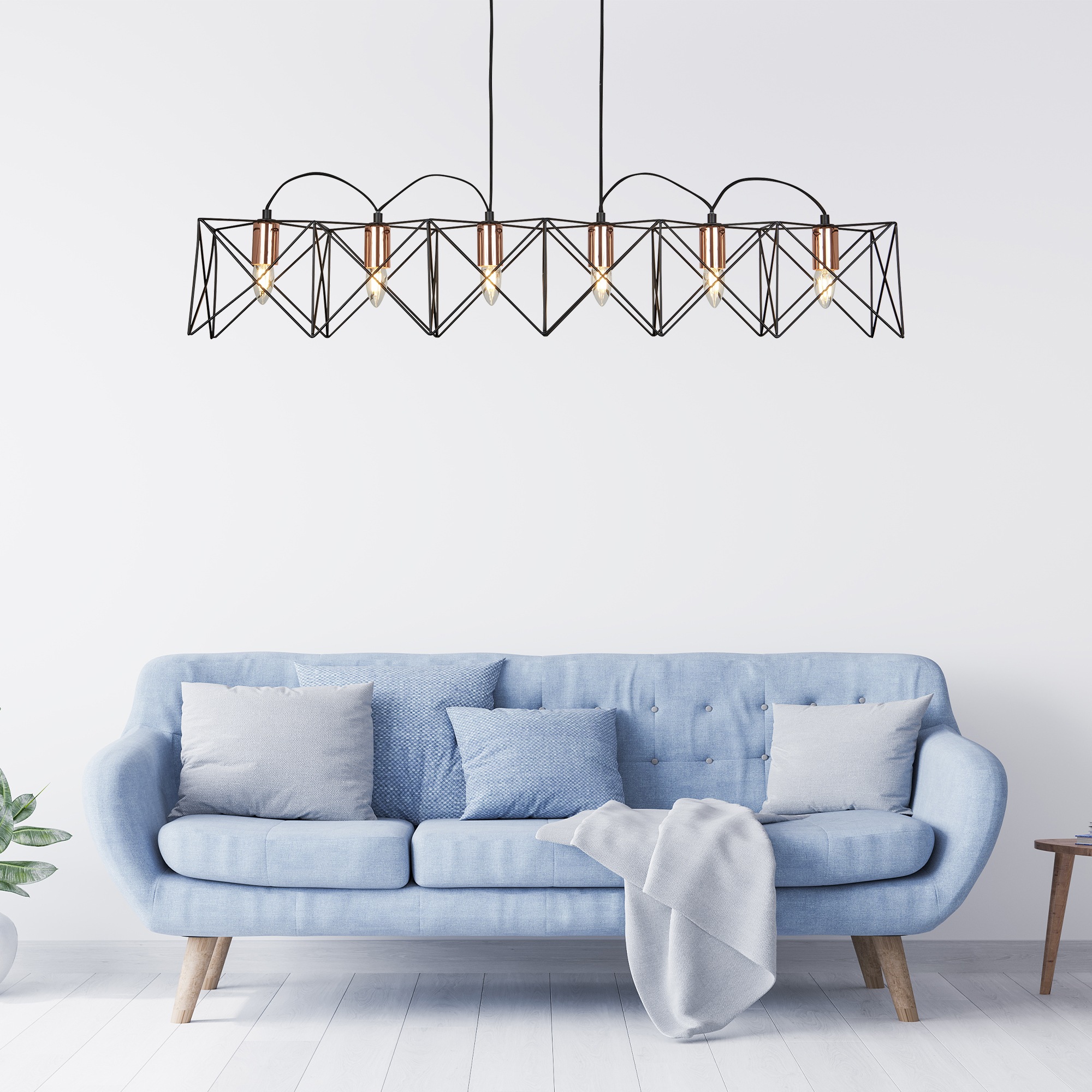 Searchlight Hängeleuchte »Anthea 6Lt Pendant - Black Metal & Copper« E27 1 Stk.