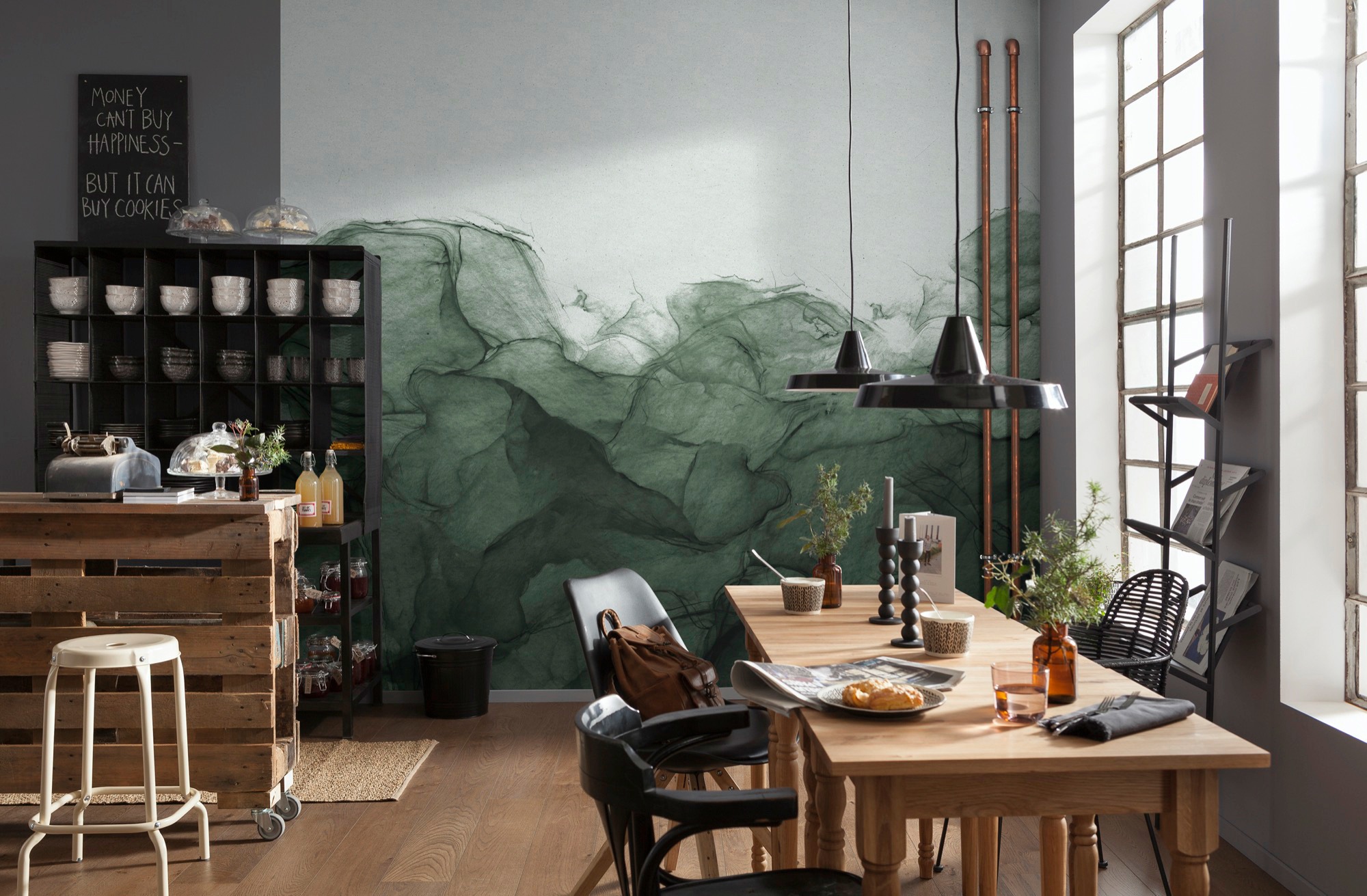 Komar Vliestapete »Digitaldruck Vlies - Green Dust - Größe 300 x 280 cm«, bedruckt, Wohnzimmer, Schlafzimmer