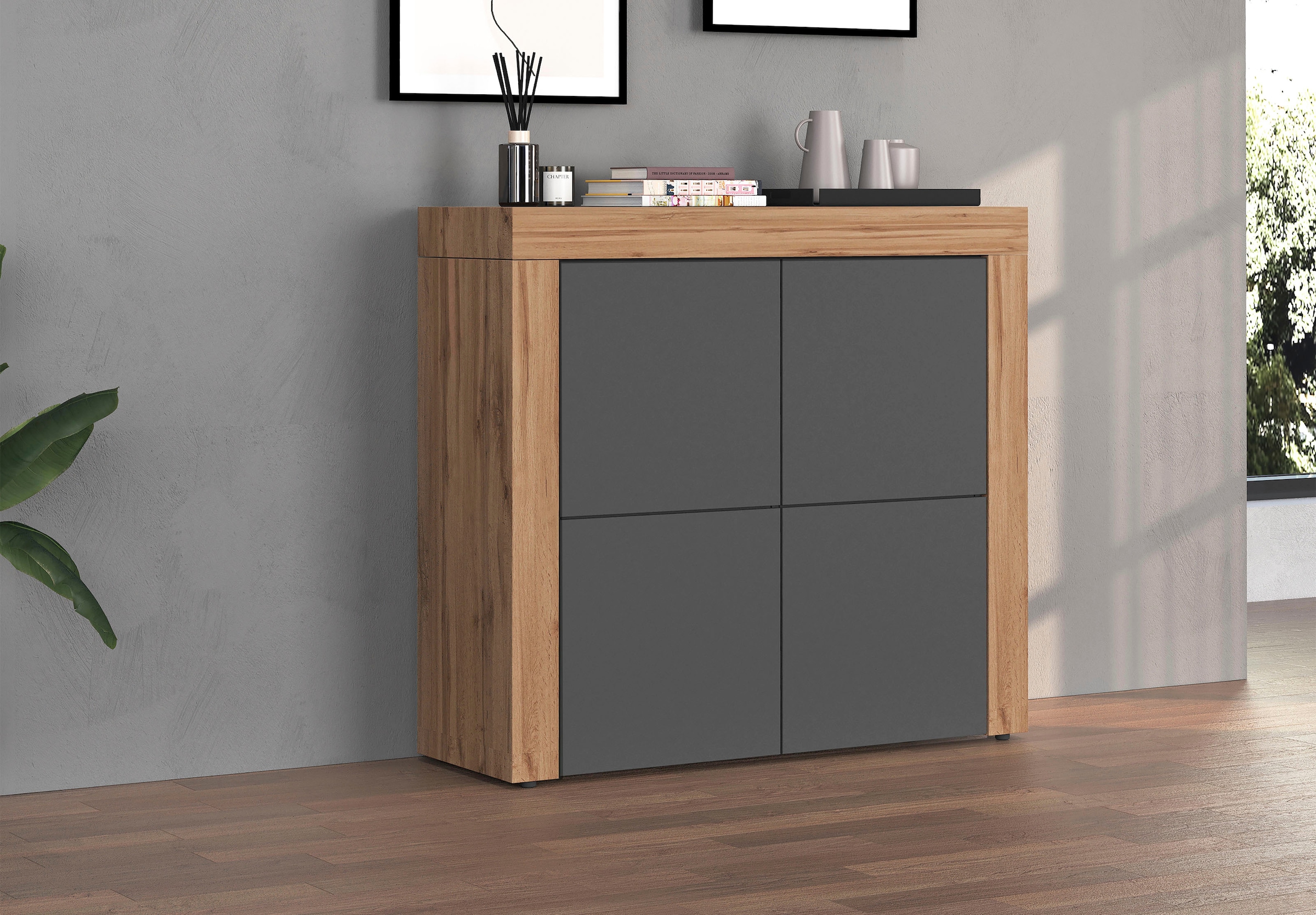 OTTO home Highboard »CHRONOS Breite 140 cm mit 4 Türen und 8 Fächer 'Made in Italy'« 1 Stk. tlg. Hohes Sideboard, Kommode, Schrank, Grifflos mit Push to Open