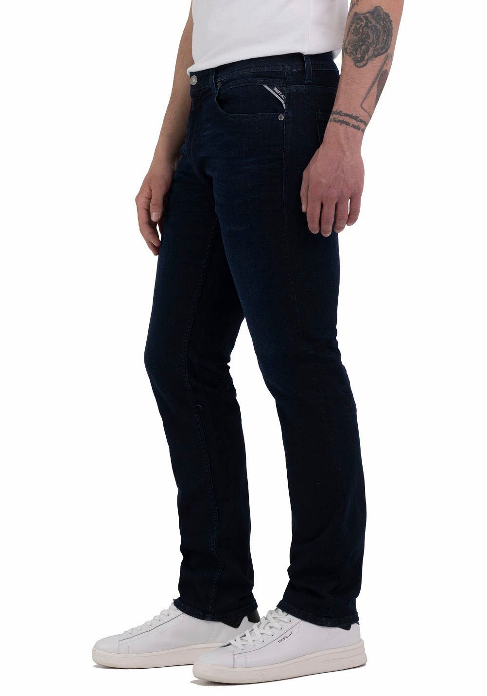 Replay Herren Jeans GROVER Straight Fit - Slim Leg - Blau - Dark Blue Denim günstig online kaufen