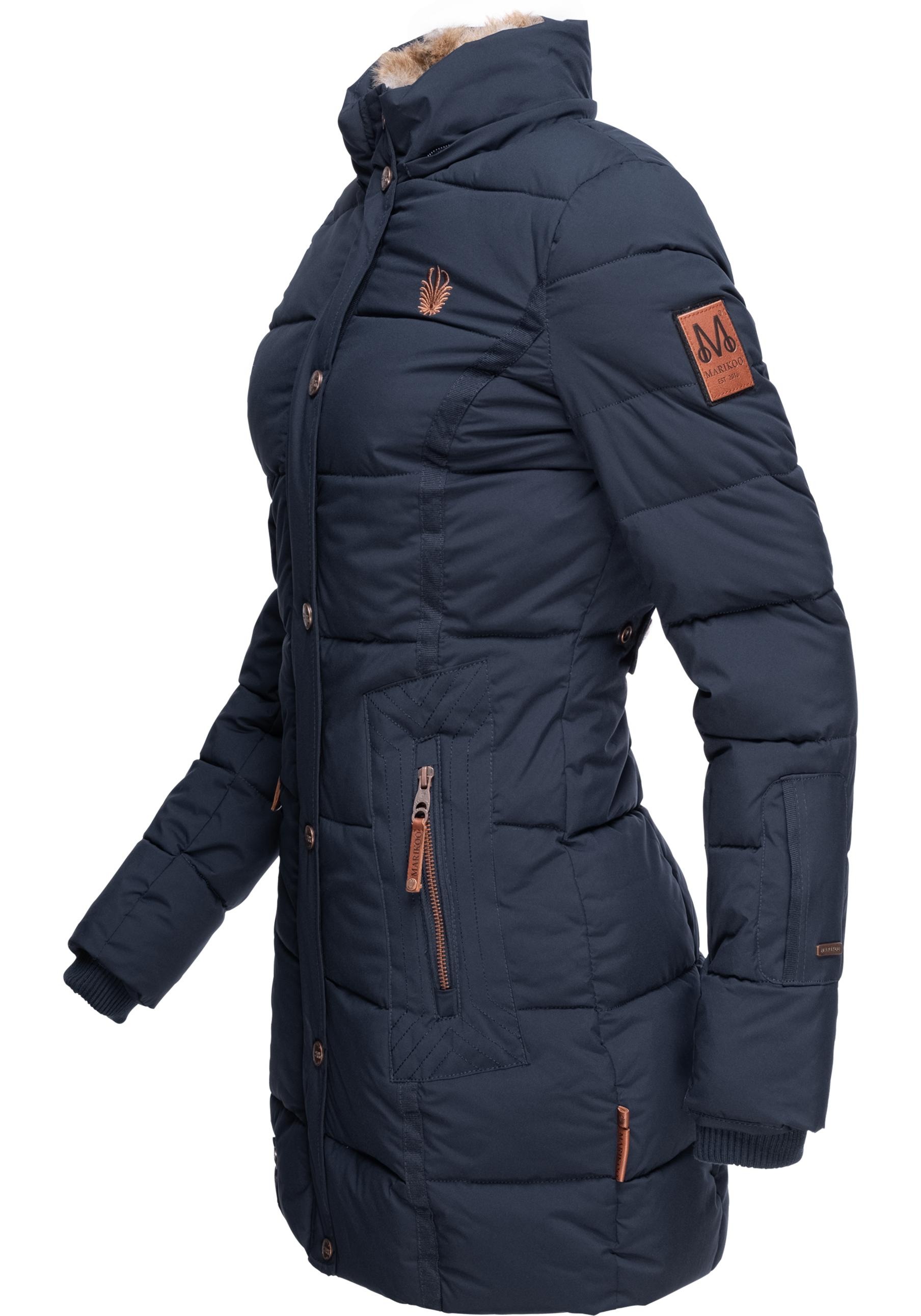 Marikoo Wintermantel »Lieblings Jacke«, stylischer Winter Steppmantel m. Kunstpelz-Kapuze