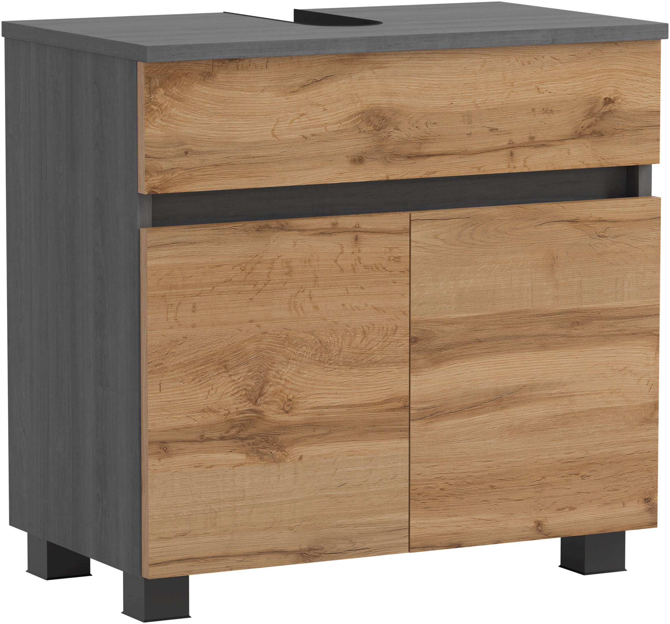 OTTO home Waschbeckenunterschrank "Bozen, Unterbeckenschrank 60 cm" griffloses Design, Maße (B/T/H): 60/35/54 cm