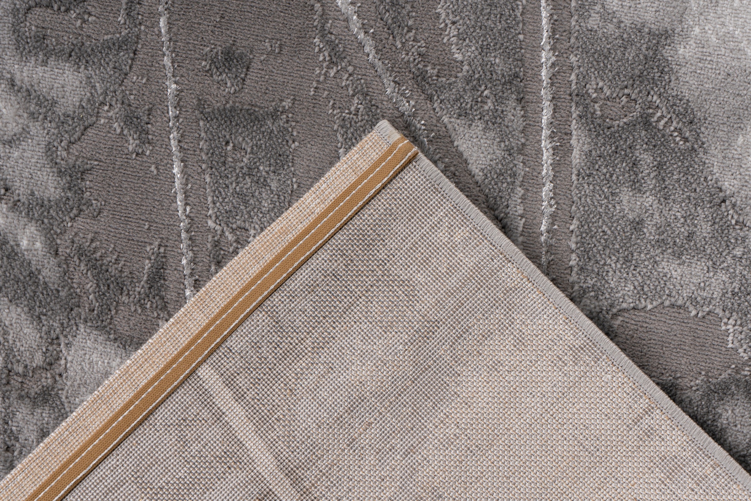 Teppich KAYOOM "Mineral 225", silber, B:120cm H:12mm L:170cm, Polypropylen, Teppiche, Teppich, Kurzflor, Hoch Tief Struktur, Wohnzimmer 3