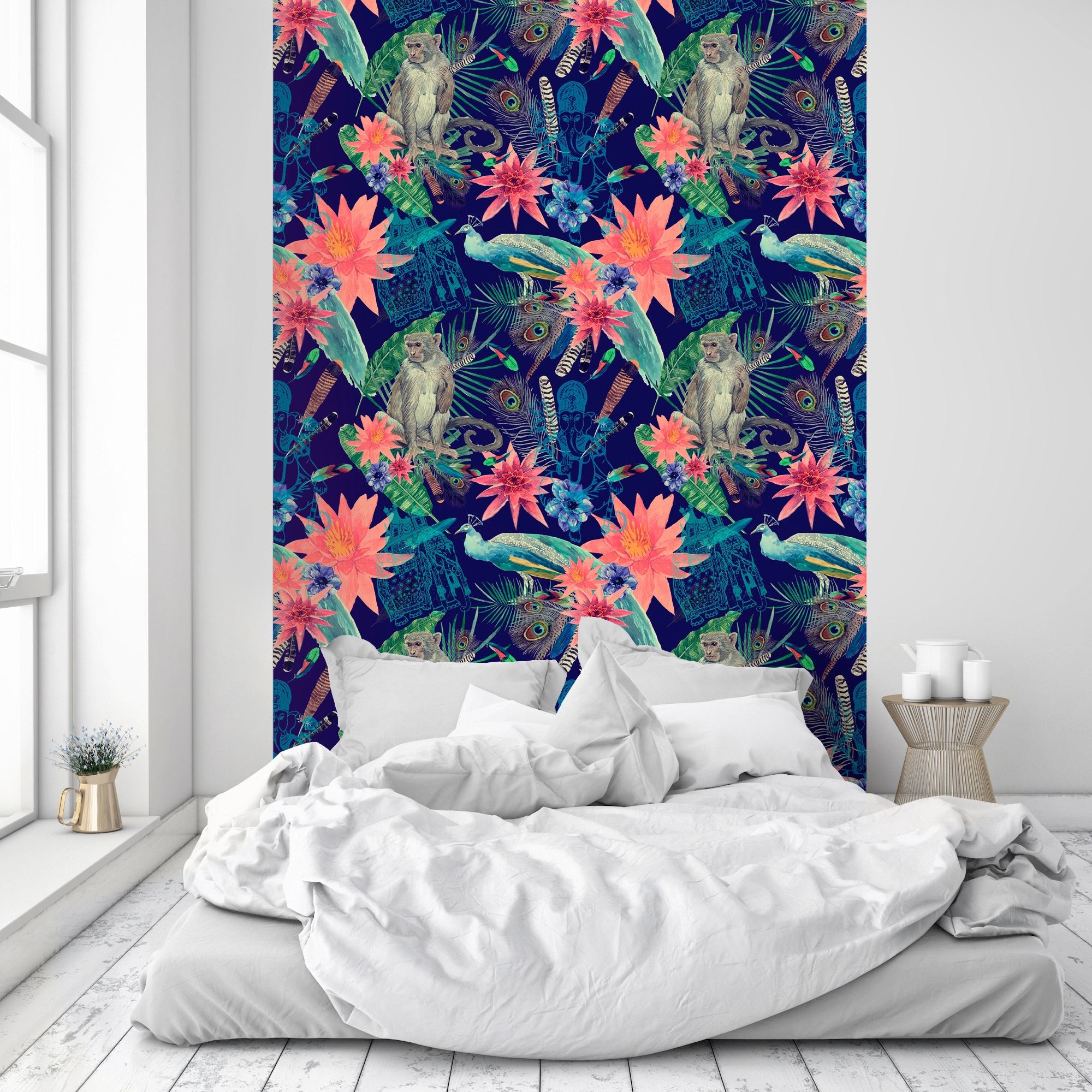 queence Vinyltapete »Ilya«, bedruckt-Motiv-gemustert-Meer-Strand-naturalistisch, 90x250cm, selbstklebend, kinderleichte Anbringung, Sticker
