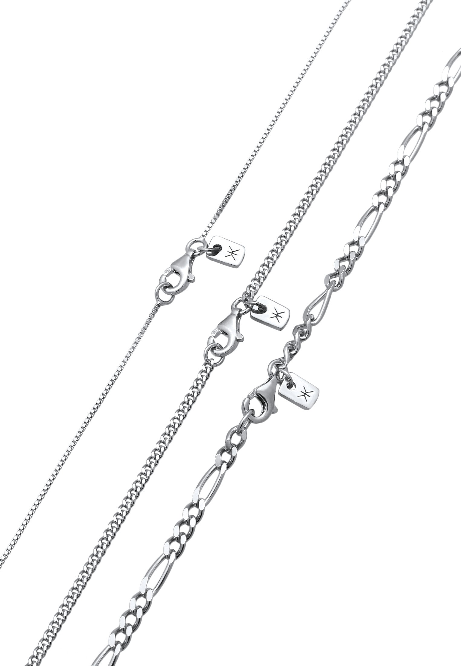 Kuzzoi Ketten-Set »Halskette Herren Basic 3er Set 925 Sterling Silber«