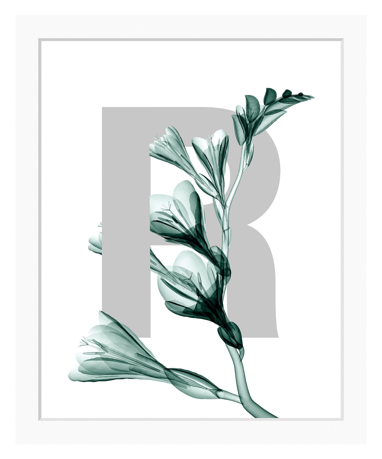 queence Bild "R-Flower", Buchstaben, Blätter, gerahmt, Blume