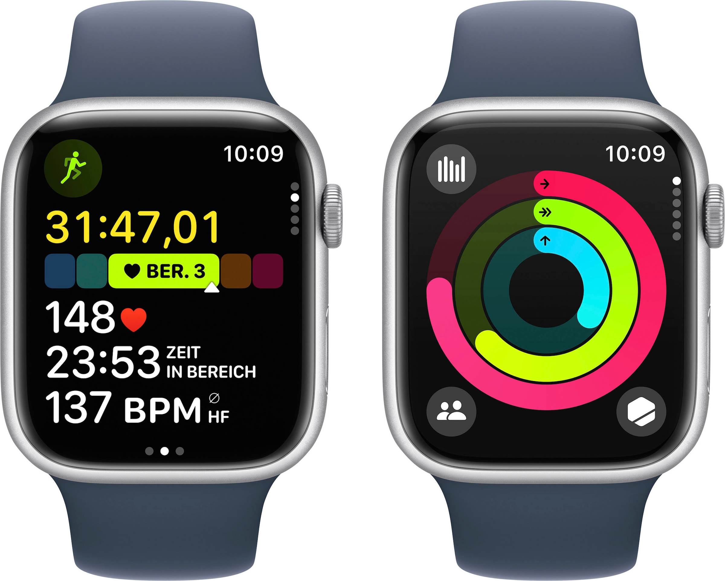 Apple Smartwatch »Watch Series 9 GPS + Cellular 45mm Aluminium M/L«, (Watch OS 10 Sport Band)