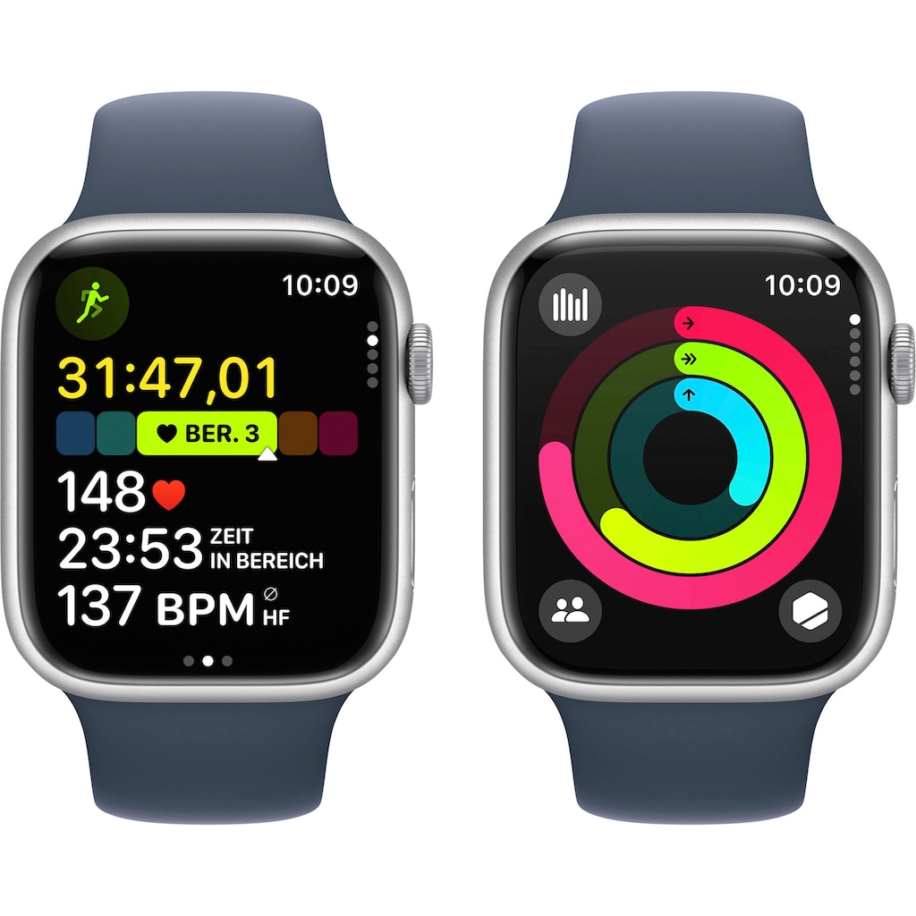 Apple Smartwatch »Watch Series 9 GPS + Cellular 45mm Aluminium M/L«, (Watch OS 10)