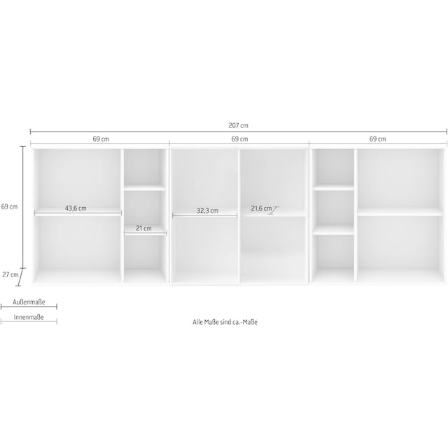 Hammel Furniture Bücherregal »Mistral Kubus«, Kombination aus 3 Modulen,  Breite 207cm kaufen | BAUR