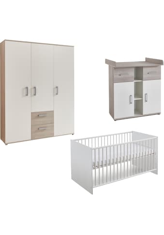 Babyzimmer-Komplettset »Lotti«, (Set, 3 St., Kinderbett, Schrank, Wickelkommode)