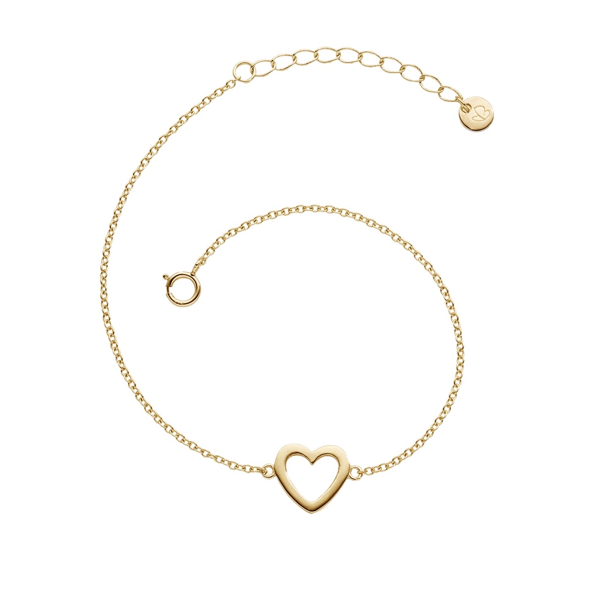 Damen Gliederarmband "G843", Silber 925 (Sterlingsilber), gelb, GLANZSTÜCKE MÜNCHEN, Silber 925 (Sterlingsilber), Armbänder, mit Herz