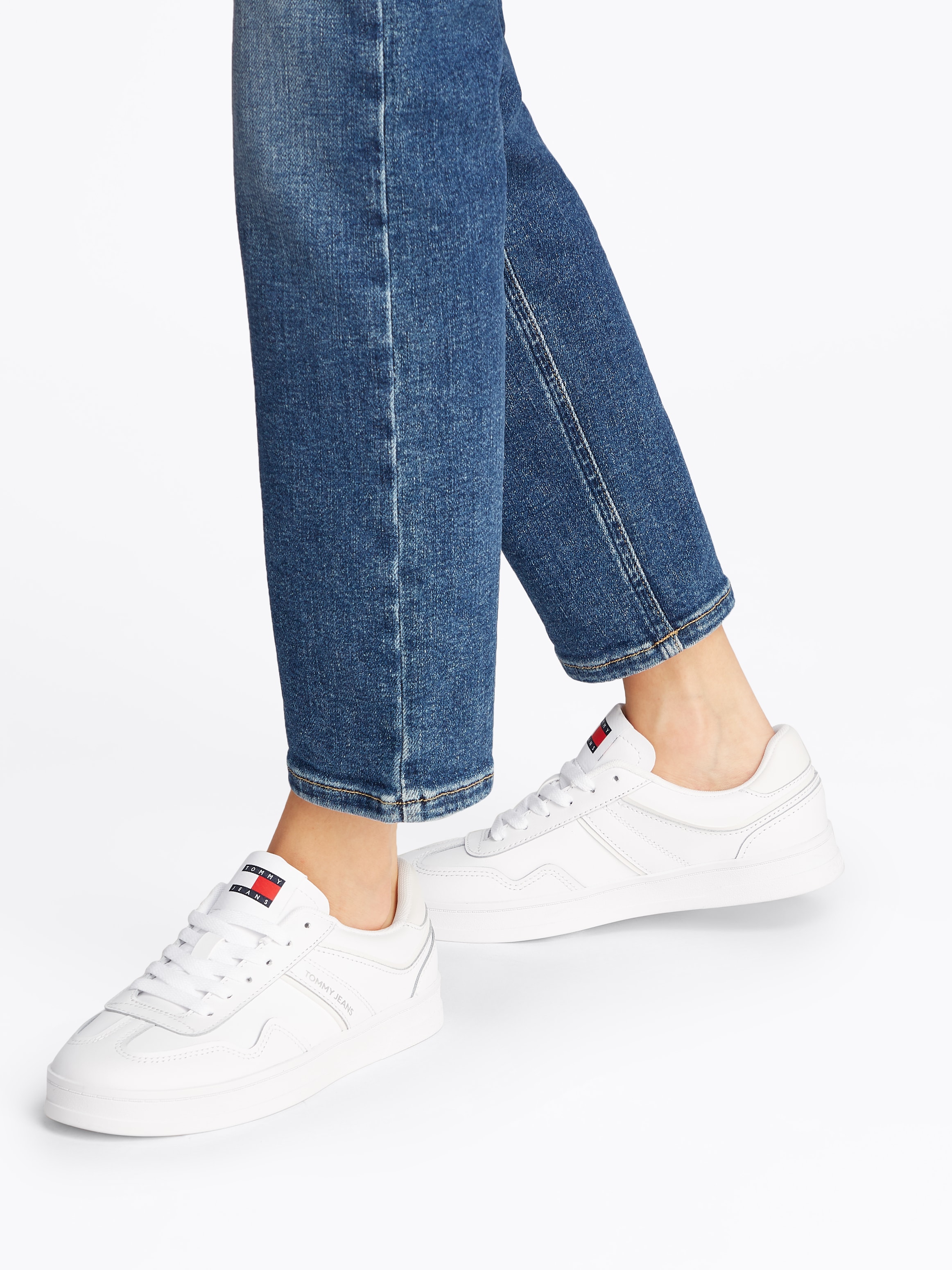 Tommy Jeans Plateausneaker »THE GREENWICH LEATHER«, Freizeitschuh, Halbschuh, Schnürschuh im Basket-Look