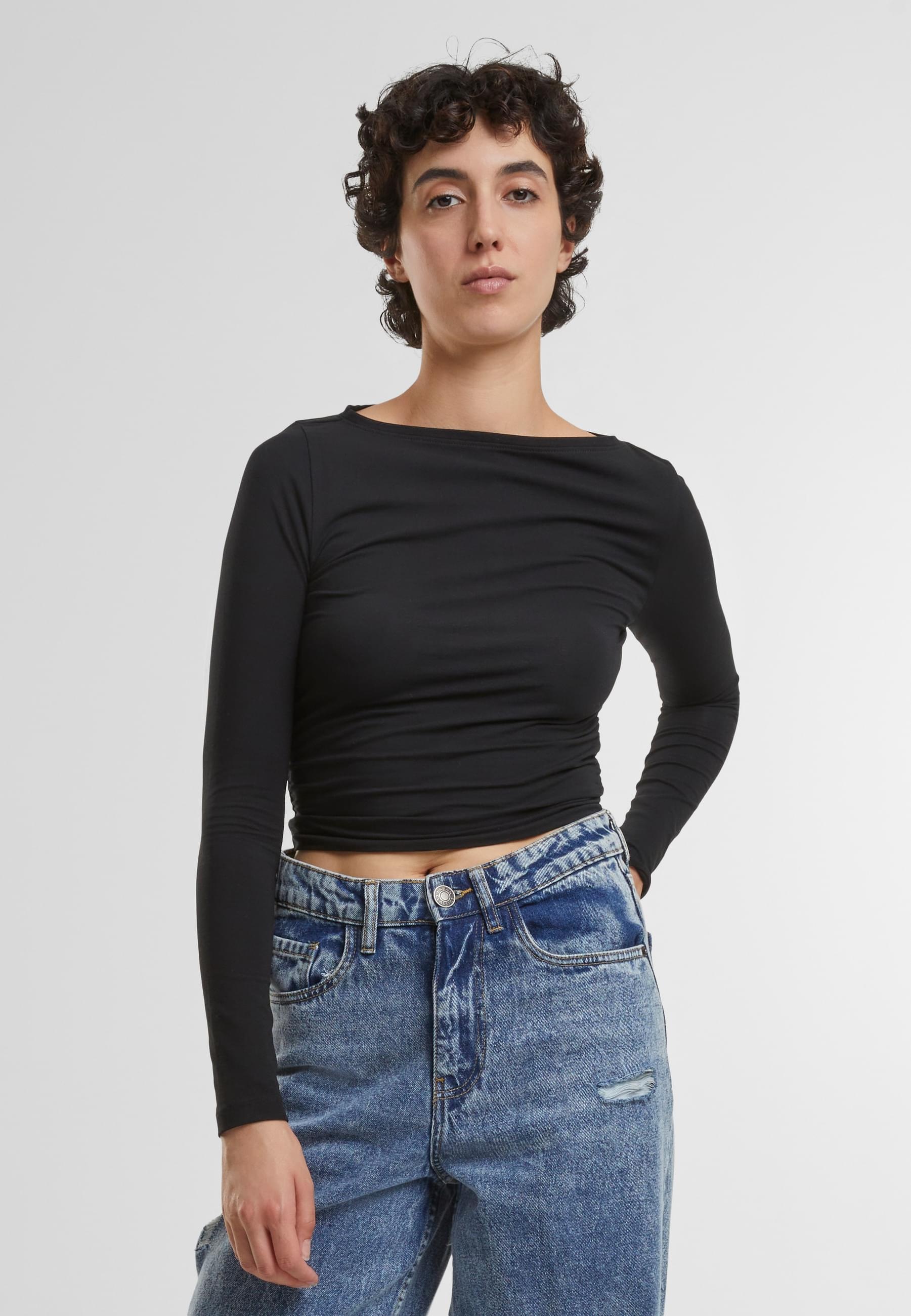 URBAN CLASSICS Longsleeve »Urban Classics Ladies Ruffled Super Slim Longsleeve 2-Pack«, (1 tlg.)