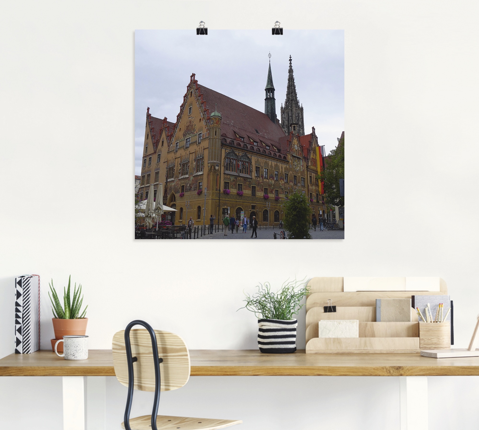 Artland Wandbild »Ulmer Rathaus«, Gebäude, (1 St.), als Alubild, Leinwandbild, Wandaufkleber oder Poster in versch. Größen