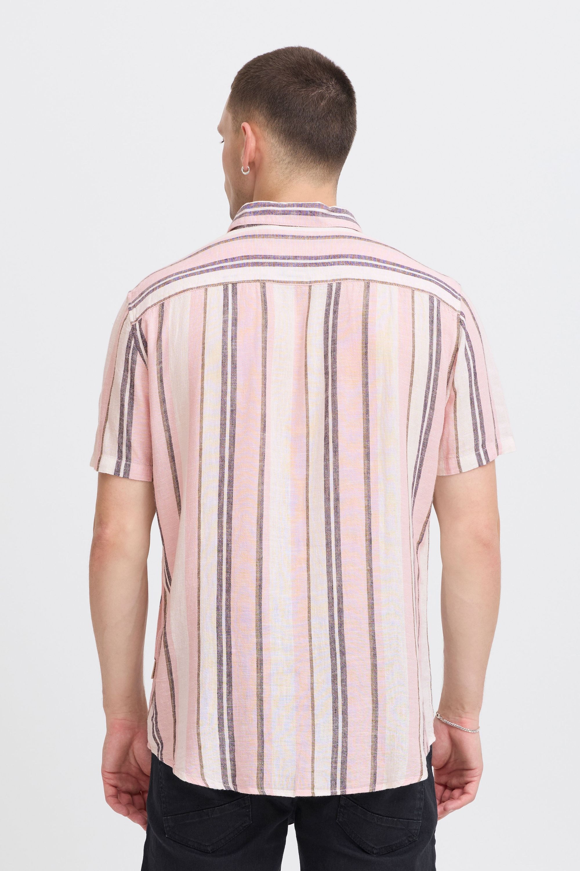 Kurzarmhemd BLEND "BHBobby", Herren, Gr. S, US-Größen, chalk pink, 55% Leinen, 45% Viskose, unifarben, regular fit, ohne Ausschnitt, gerader Abschluss, Hemden, Stilvolles Kurzarmhemd aus Leinenmix 3