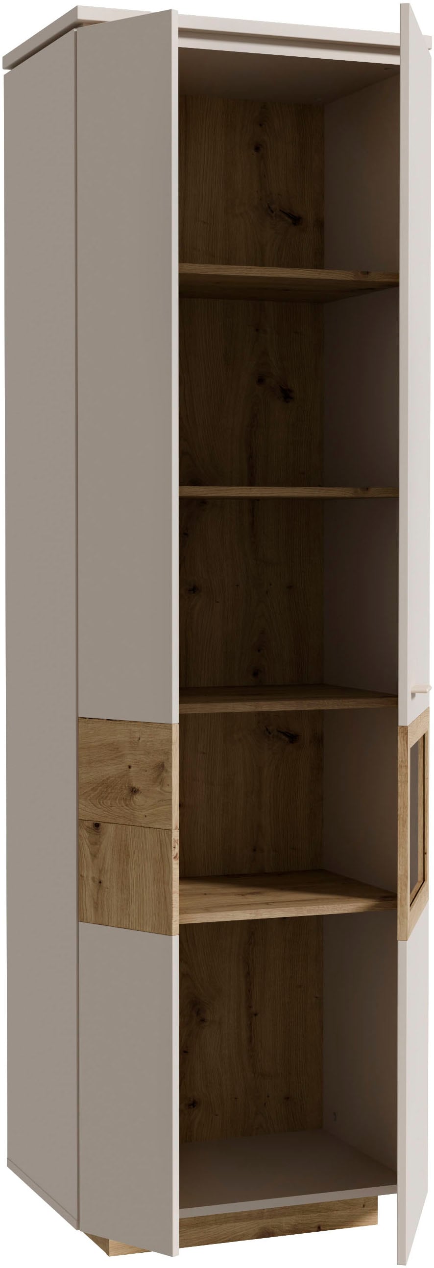 FORTE Vitrine »Louoto, Stauraumvitrine, Standvitrine, Stauraumschrank«, Türanschlag rechts oder links wechselbar, mit Soft Close, Höhe 197,2cm