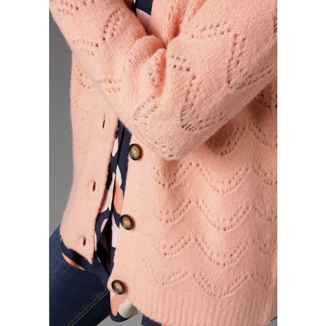 Aniston CASUAL Strickjacke, mit Ajourstrickmuster für kaufen | BAUR