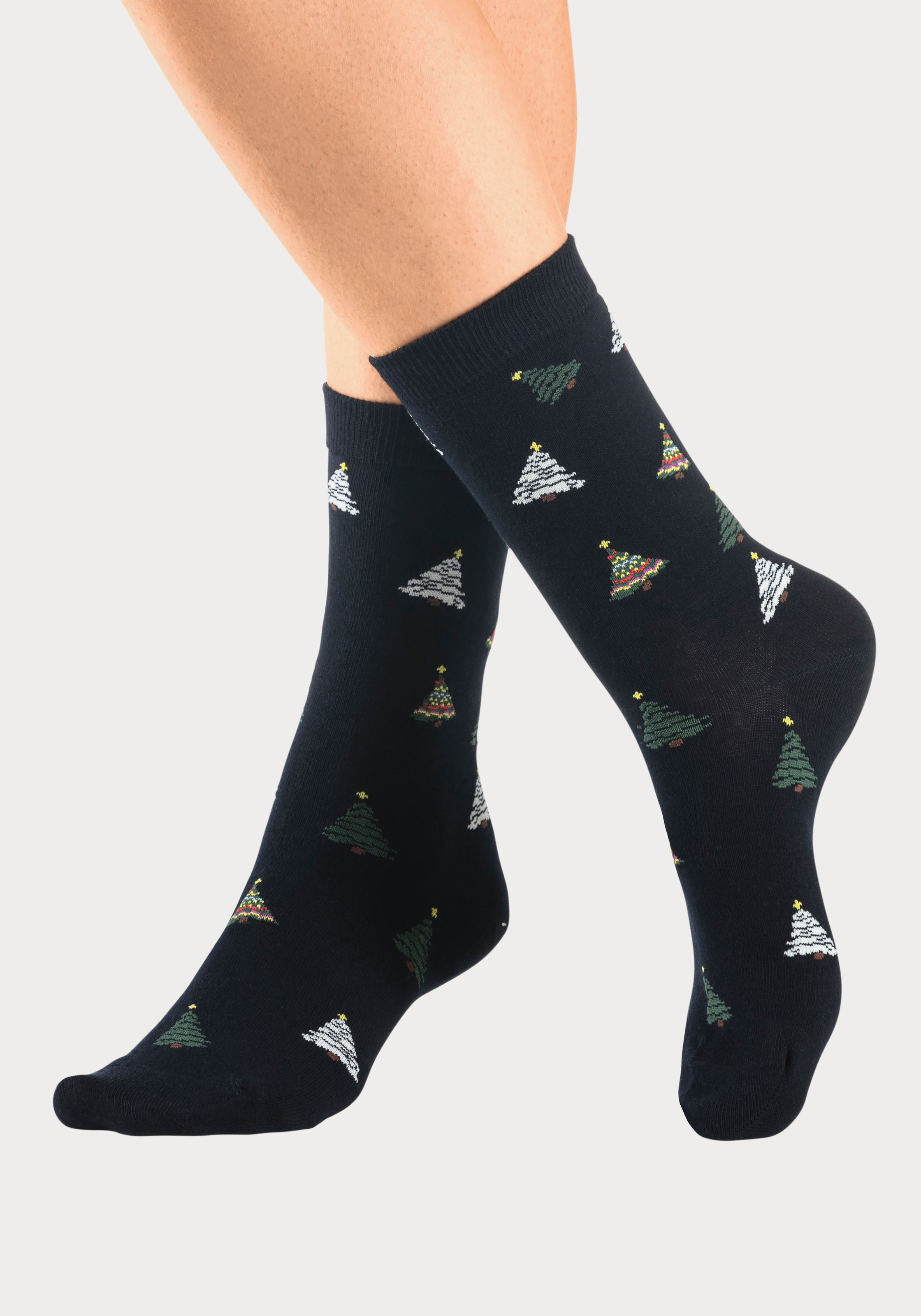 H.I.S Basicsocken, (Packung, 3 Paar), mit weihnachtlichen Motiven