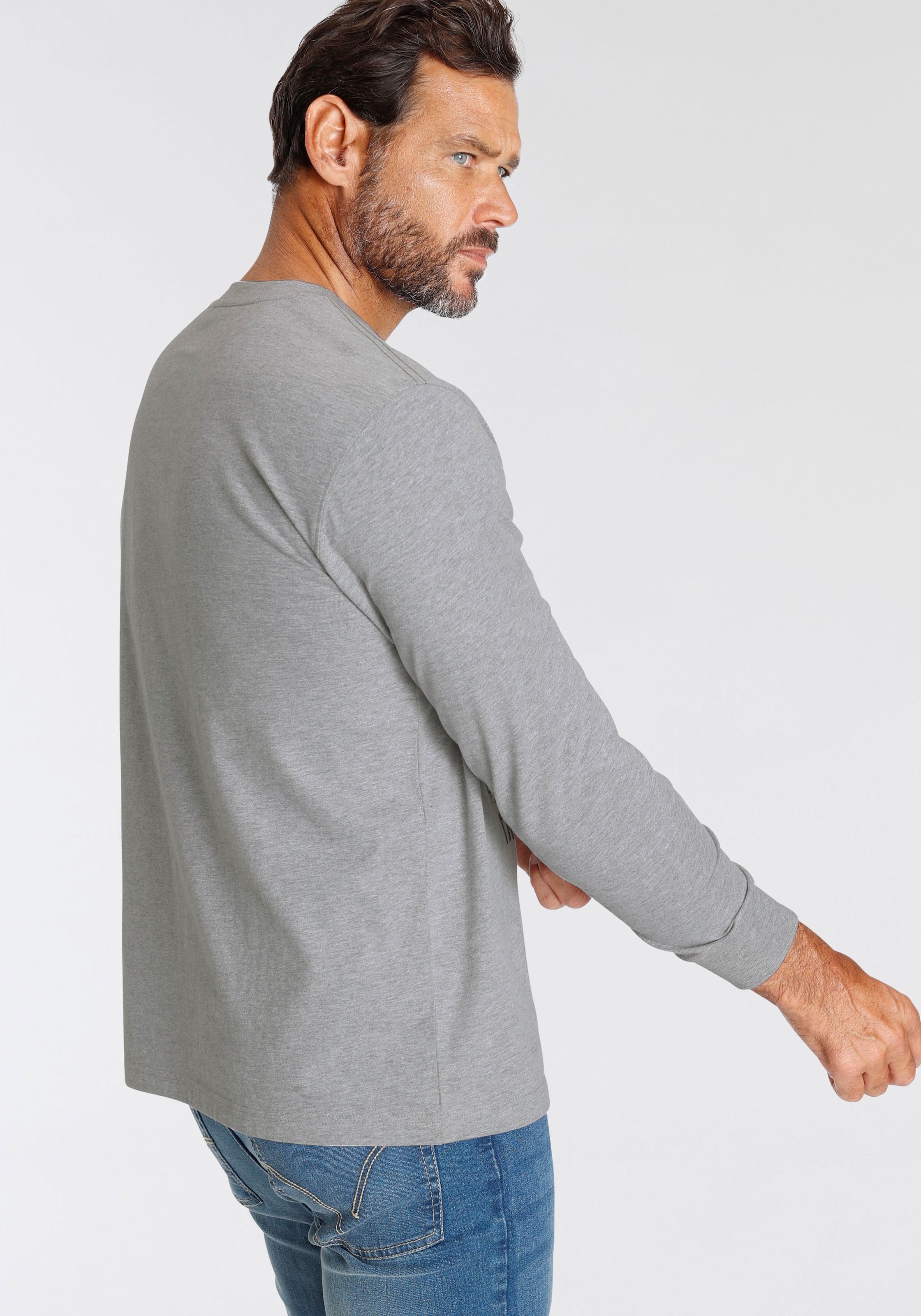 Man's World Langarmshirt, Langarm, bedruckt, aus Baumwolle und Viskose, mit Rippbündchen