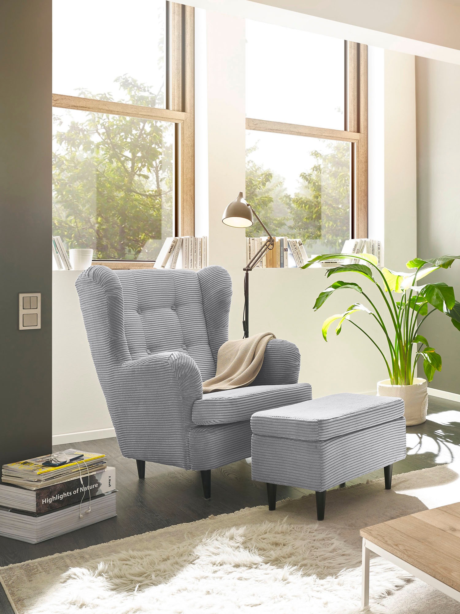 ED EXCITING DESIGN Hocker "Oskar", mit Massivholzfüßen günstig online kaufen