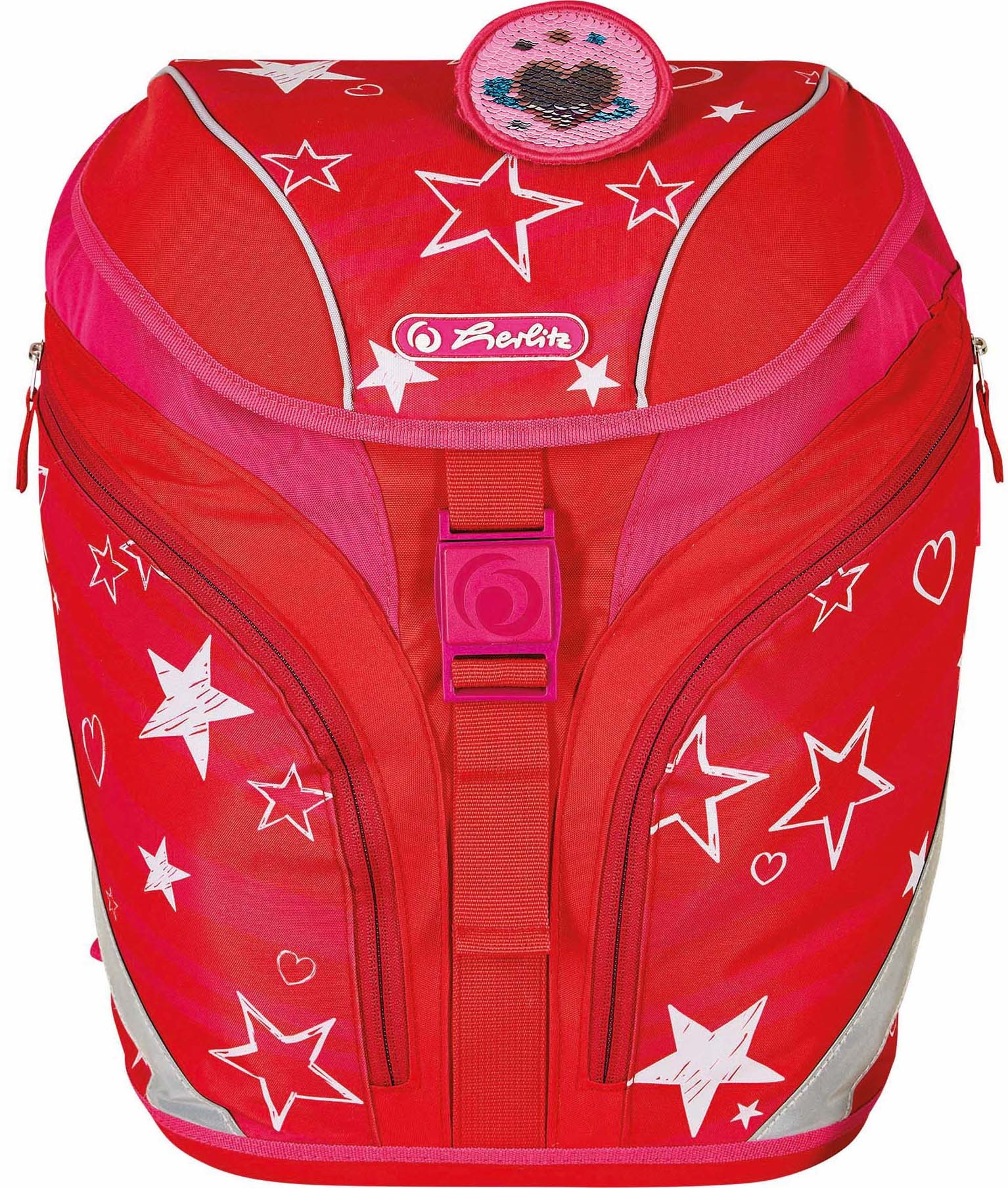 Herlitz Schulrucksack »SoftLight Plus, Stars&Stripe«, Reflektoren-Floureszierende Flächen, mit 2 abnehmbaren Applikationen