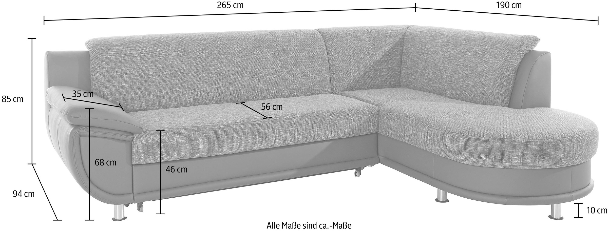 TRENDMANUFAKTUR Ecksofa »Rondo 3, L-Form«, mit Ottomane und Federkern, wahlweise mit Bettfunktion