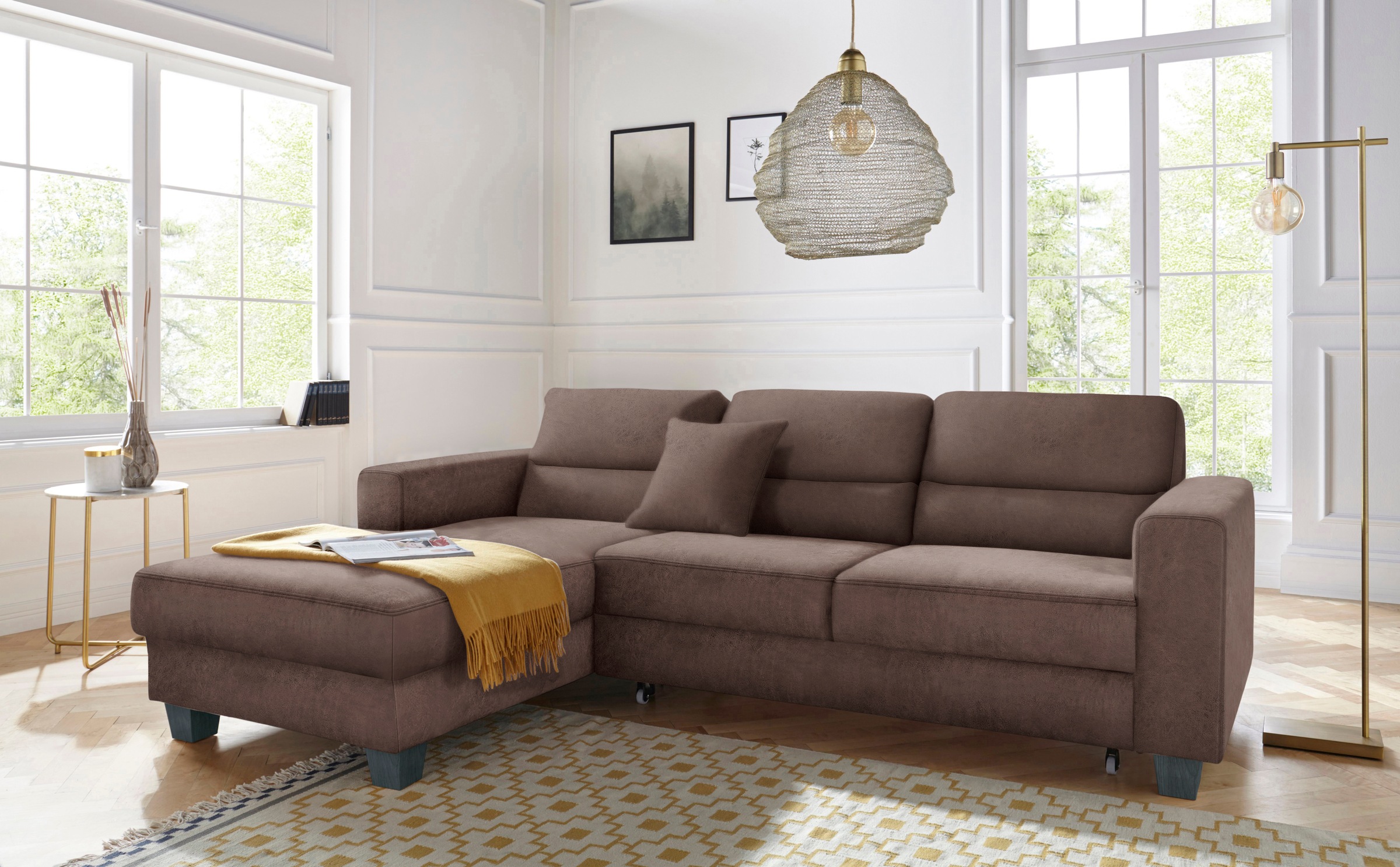 TRENDMANUFAKTUR Ecksofa »Chamber, zeitlos und modern, hoher Sitzkomfort, L-Form«, wahlweise mit Schlaffunktion
