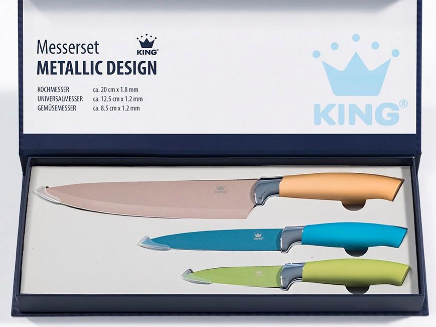 KING Messer-Set »Metallic«, (Set, 3 tlg.)