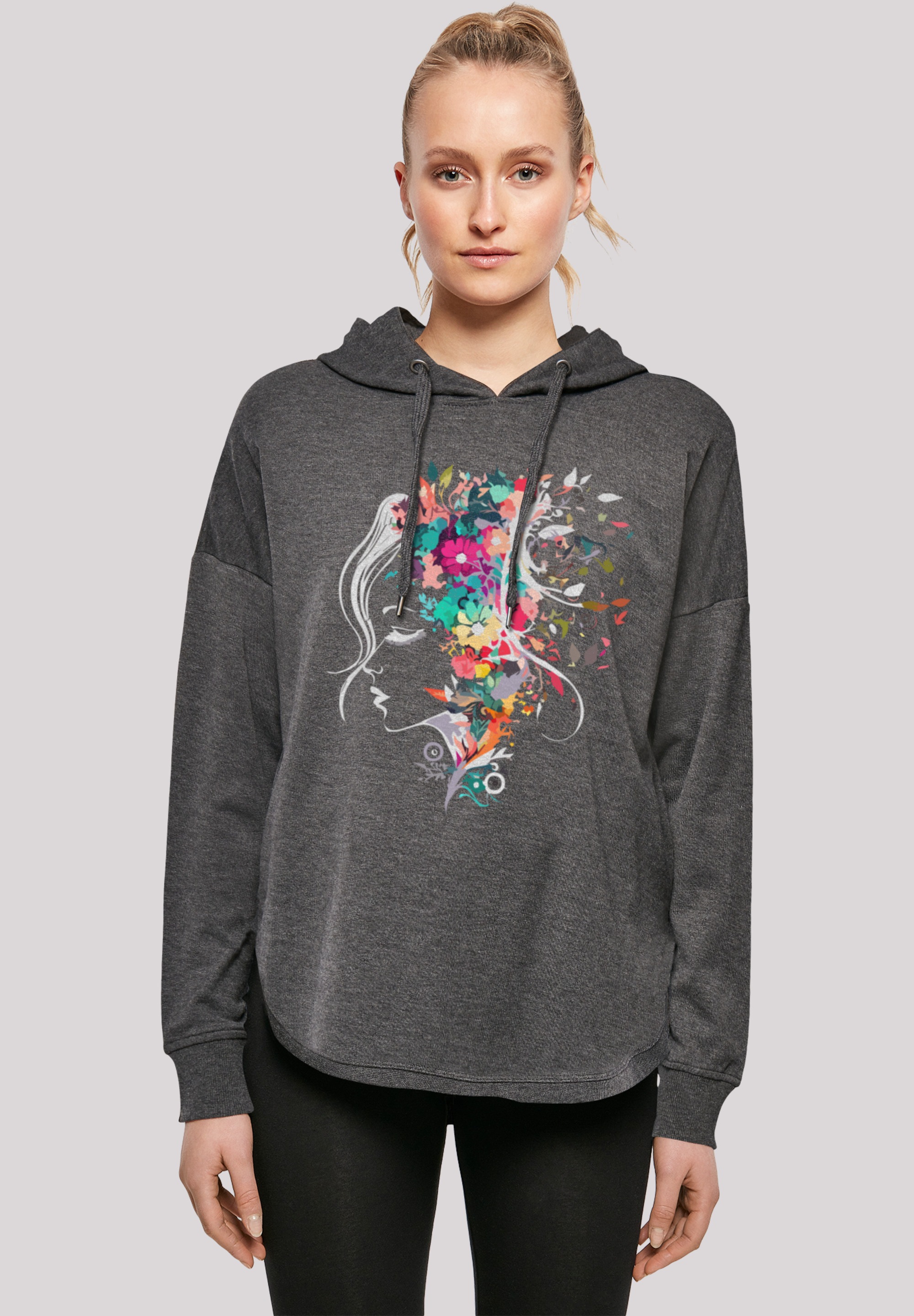 F4NT4STIC Kapuzenpullover "Silhouette Bunte Blumen", Print