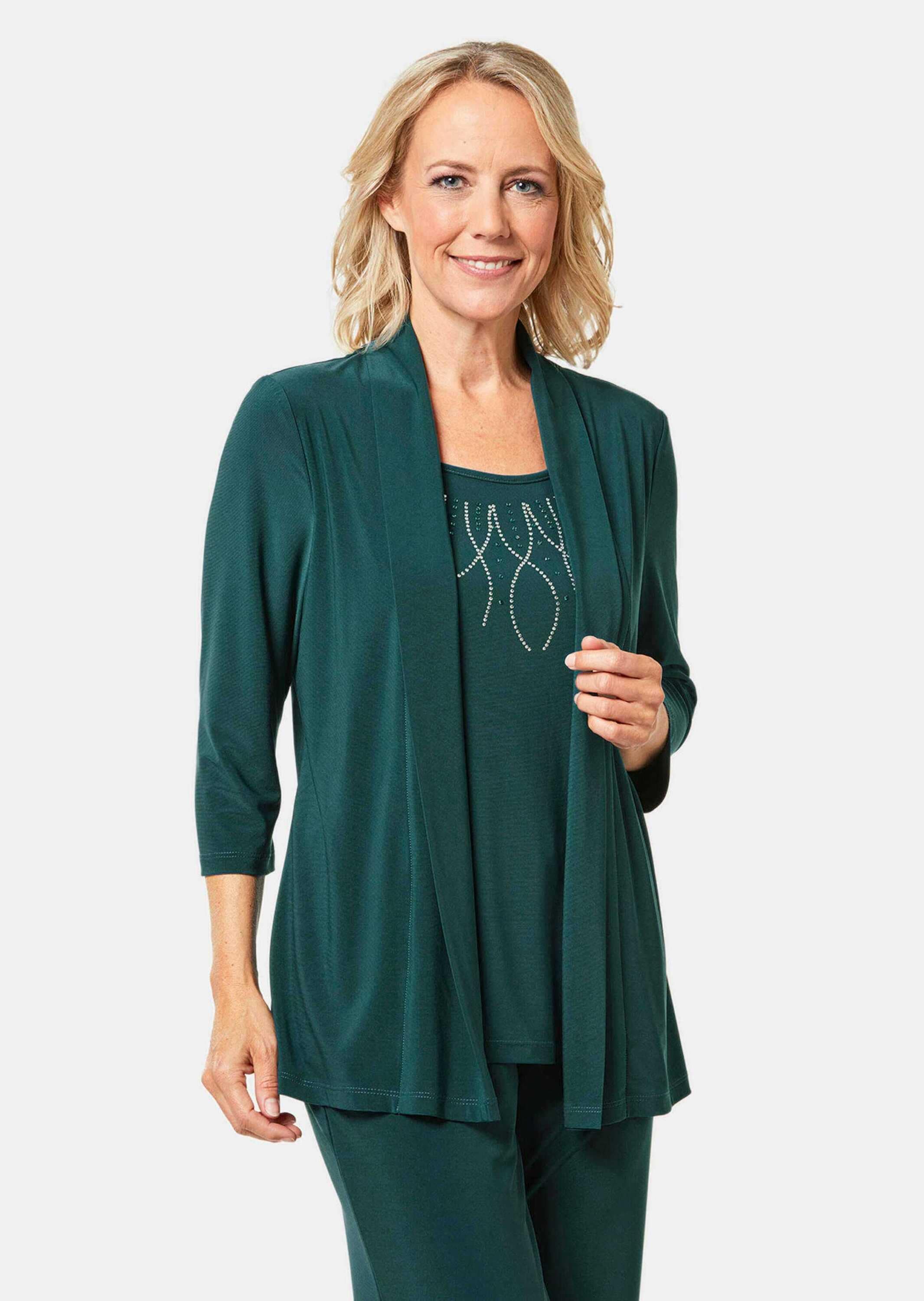 GOLDNER 3/4-Arm-Shirt »Shirt in Setoptik Shirt in Setoptik mit funkelnder Applikation«
