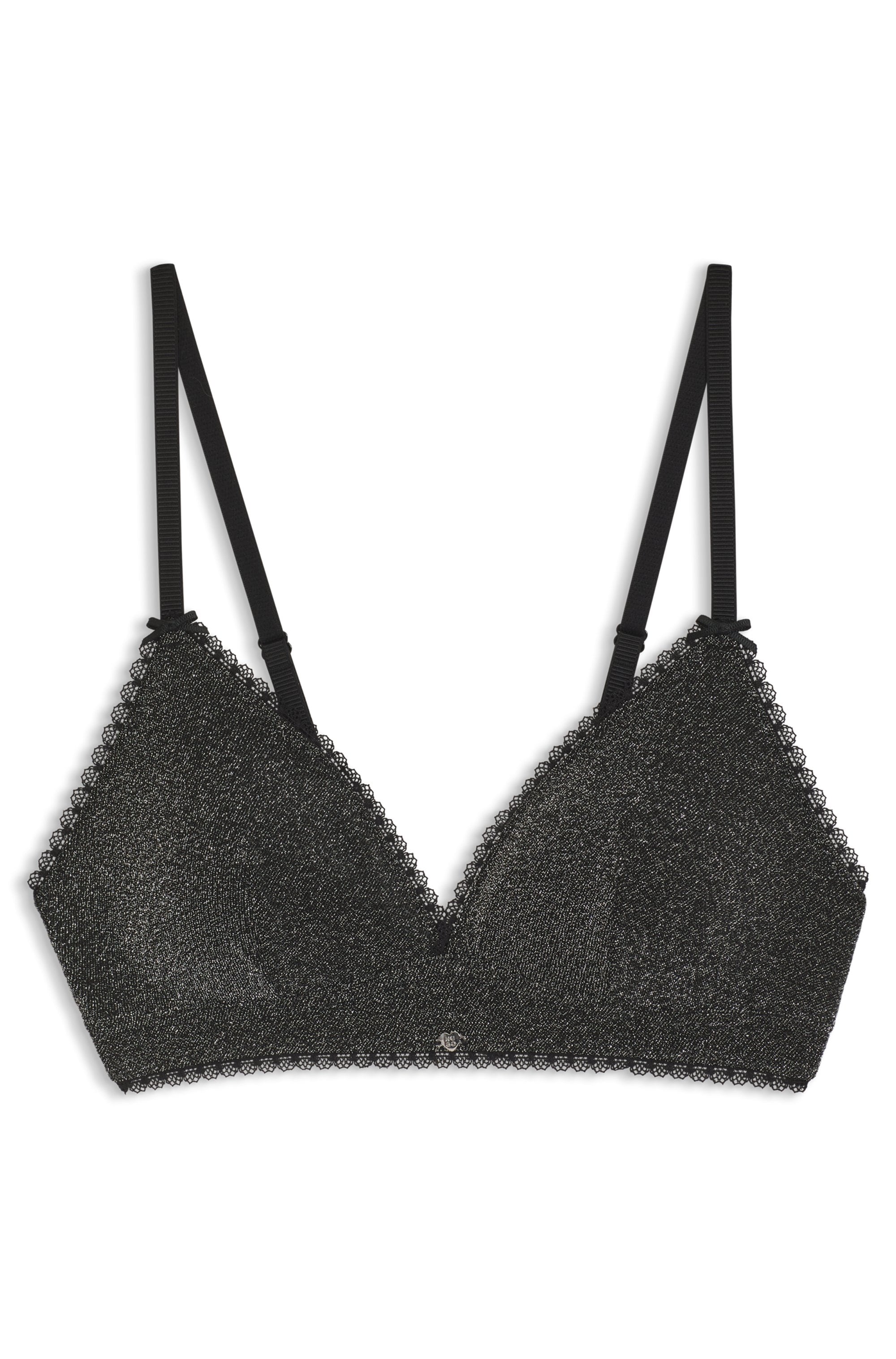 HUGO Underwear Triangel-BH »LUREX« Glänzende Lurex-Qualität mit transparenter schwarzer Mesh-Optik