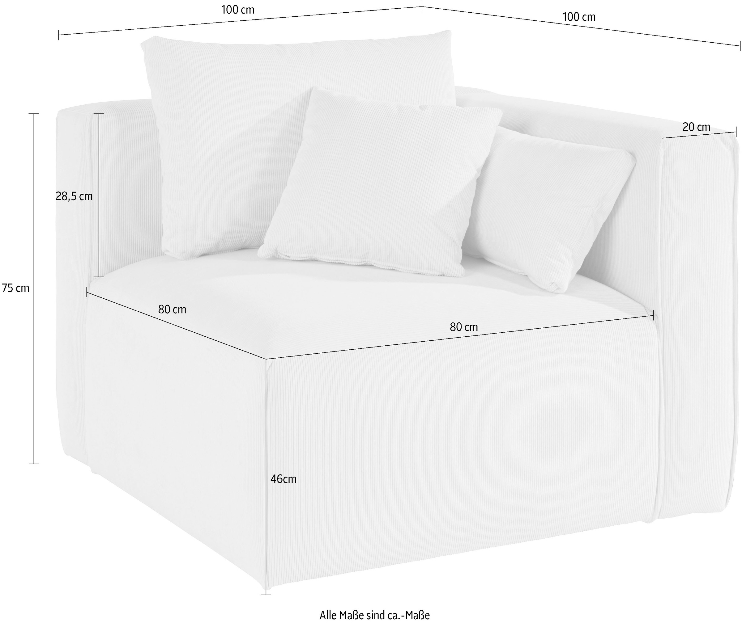 Guido Maria Kretschmer Home&Living Sofa-Eckelement »Comfine«, Modul-Ecke zur indiviuellen Zusammenstellung, in 3 Bezugsvarianten