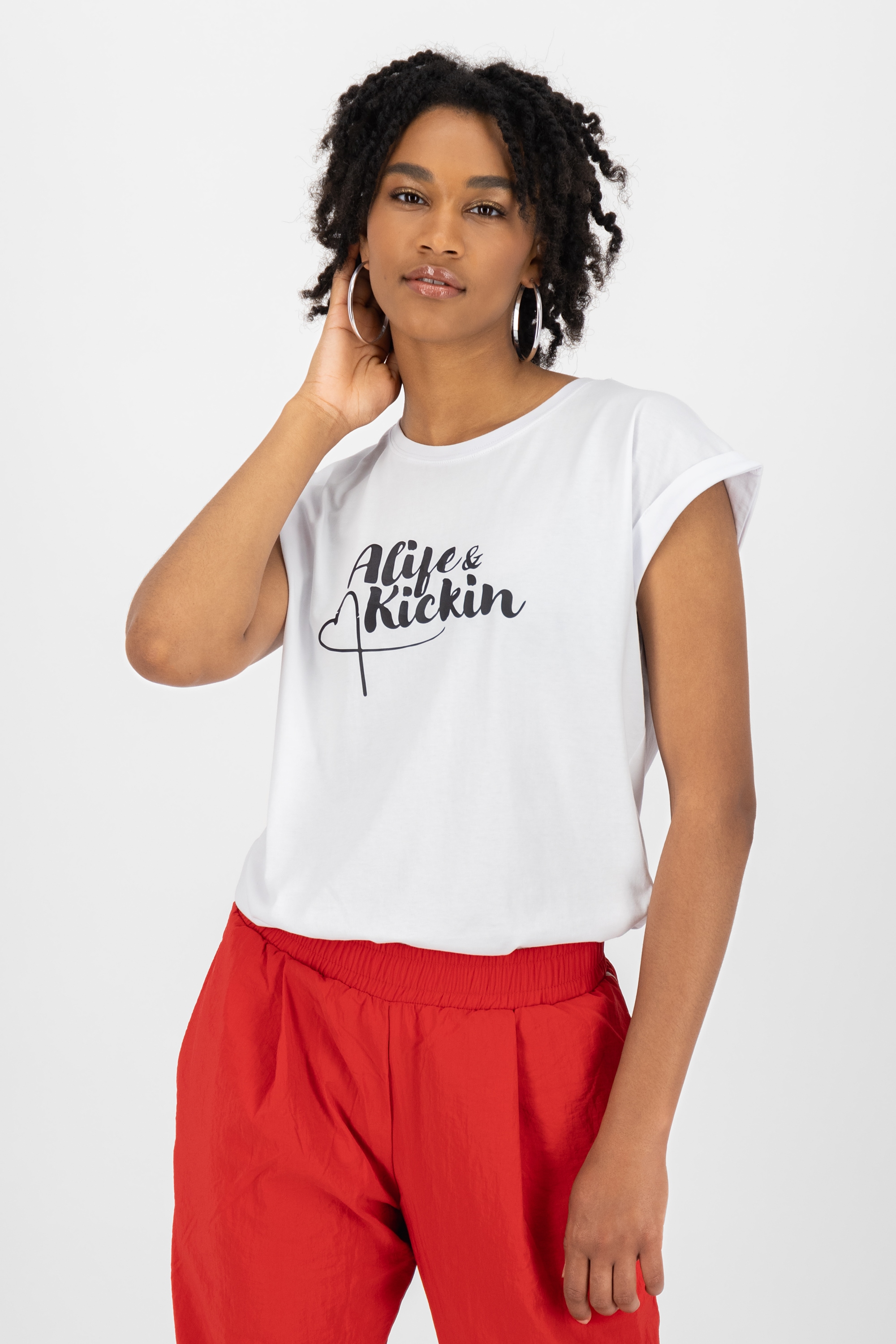 Alife & Kickin Rundhalsshirt »EnidAK P Shirt ak heart lettering Damen Kurzarmshirt, Shirt«