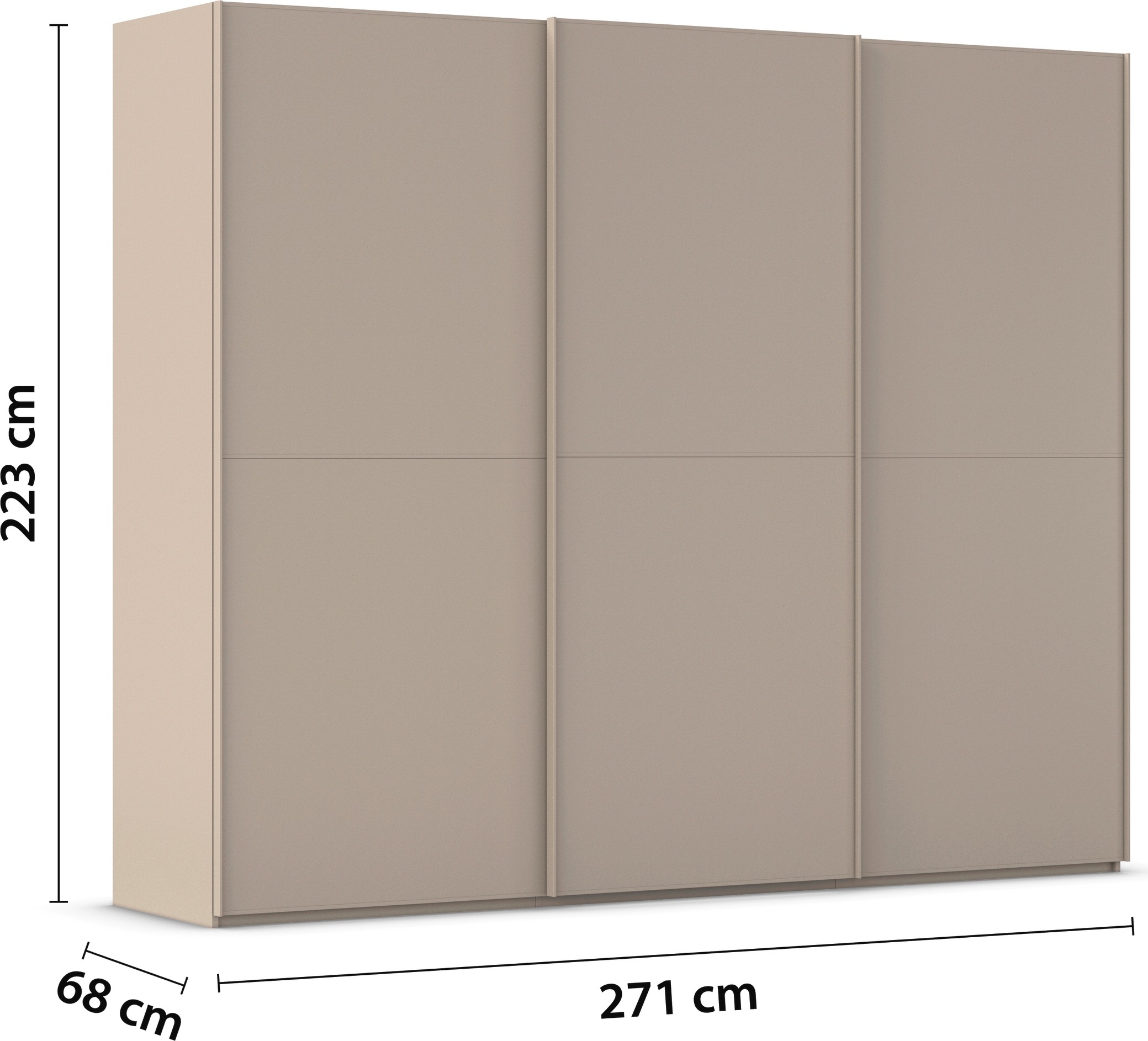 rauch Schwebetürenschrank »Kleiderschrank Schrank Garderobe Schlafzimmerschrank SCALE-DUO«, edle zweigeteilte Türen und 3 Zierleisten MADE IN GERMANY