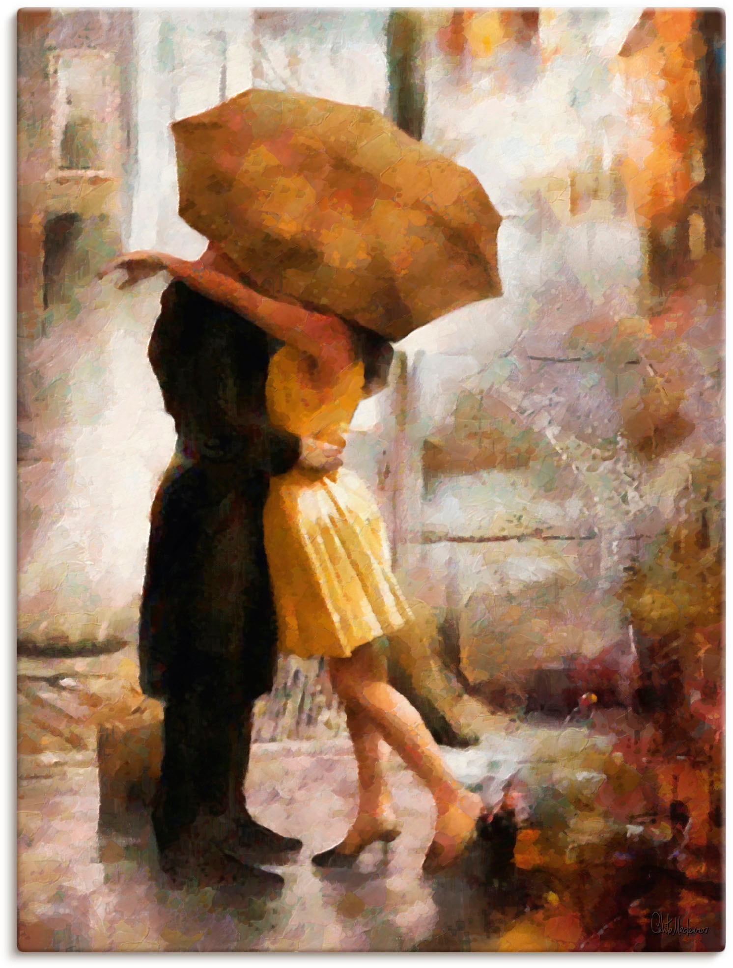 Artland Wandbild »Kuss unter Regenschirm«, Bilder von Liebespaaren, (1 St.), als Leinwandbild, Poster in verschied. Größen