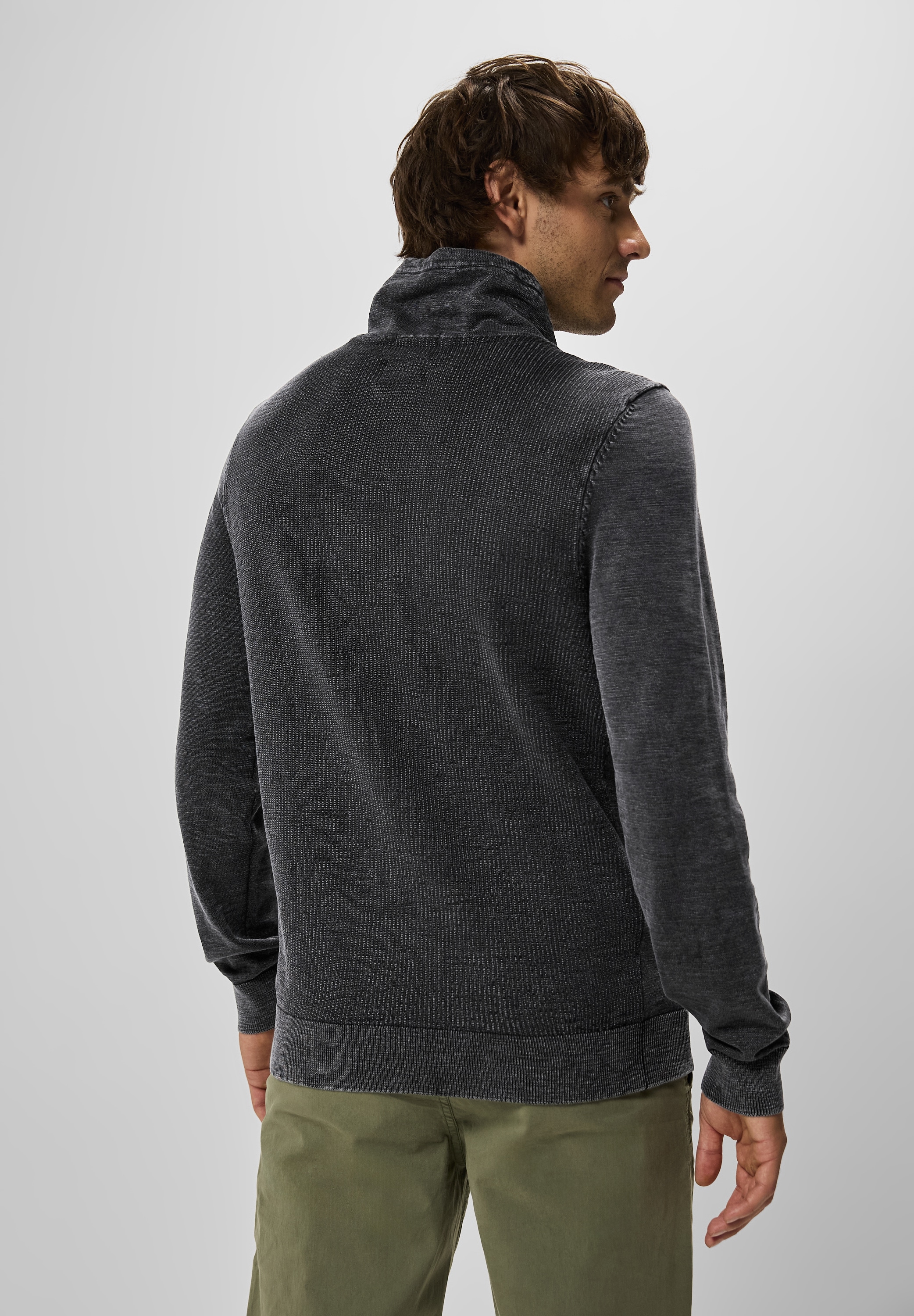 STREET ONE MEN Stehkragenpullover, aus reiner Baumwolle
