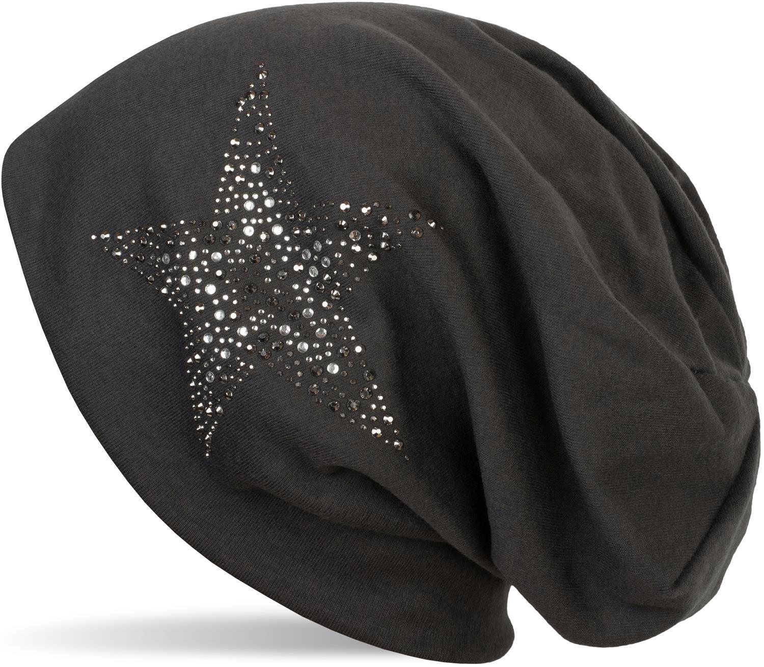 styleBREAKER Beanie "Beanie Mütze mit Strass Nieten Stern" 1 Stk.