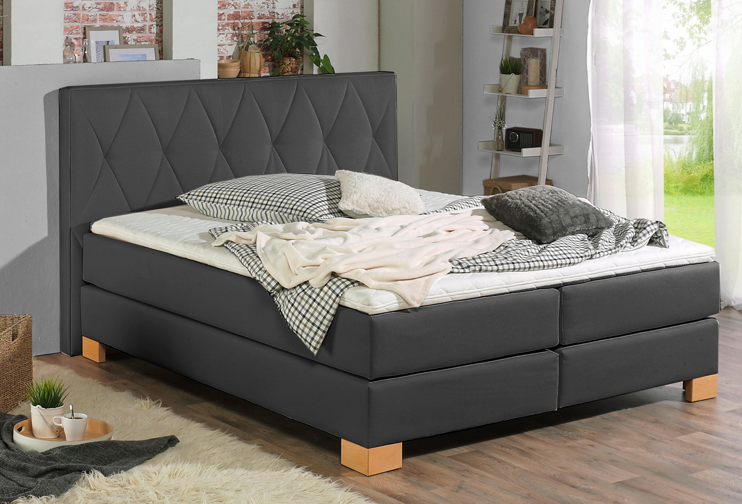 Home affaire Boxspringbett »Merino«, incl. Kaltschaumtopper, 5, Breiten, 2 Härtegrade, 3 Ausführungen