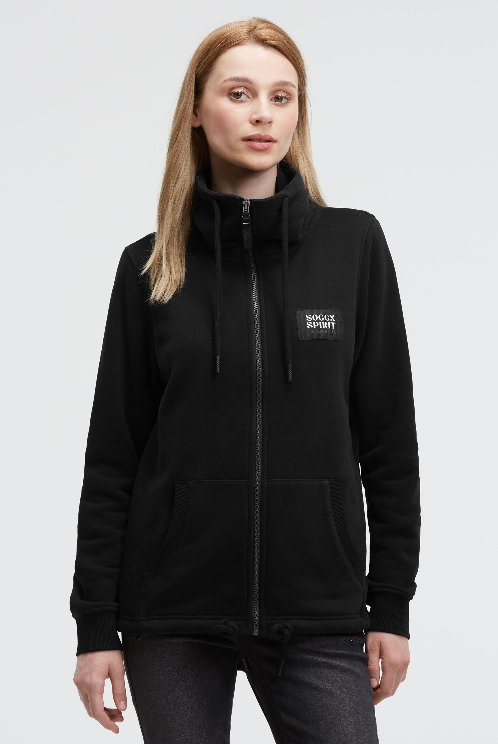 SOCCX Sweatjacke, mit Bindeband am Saum