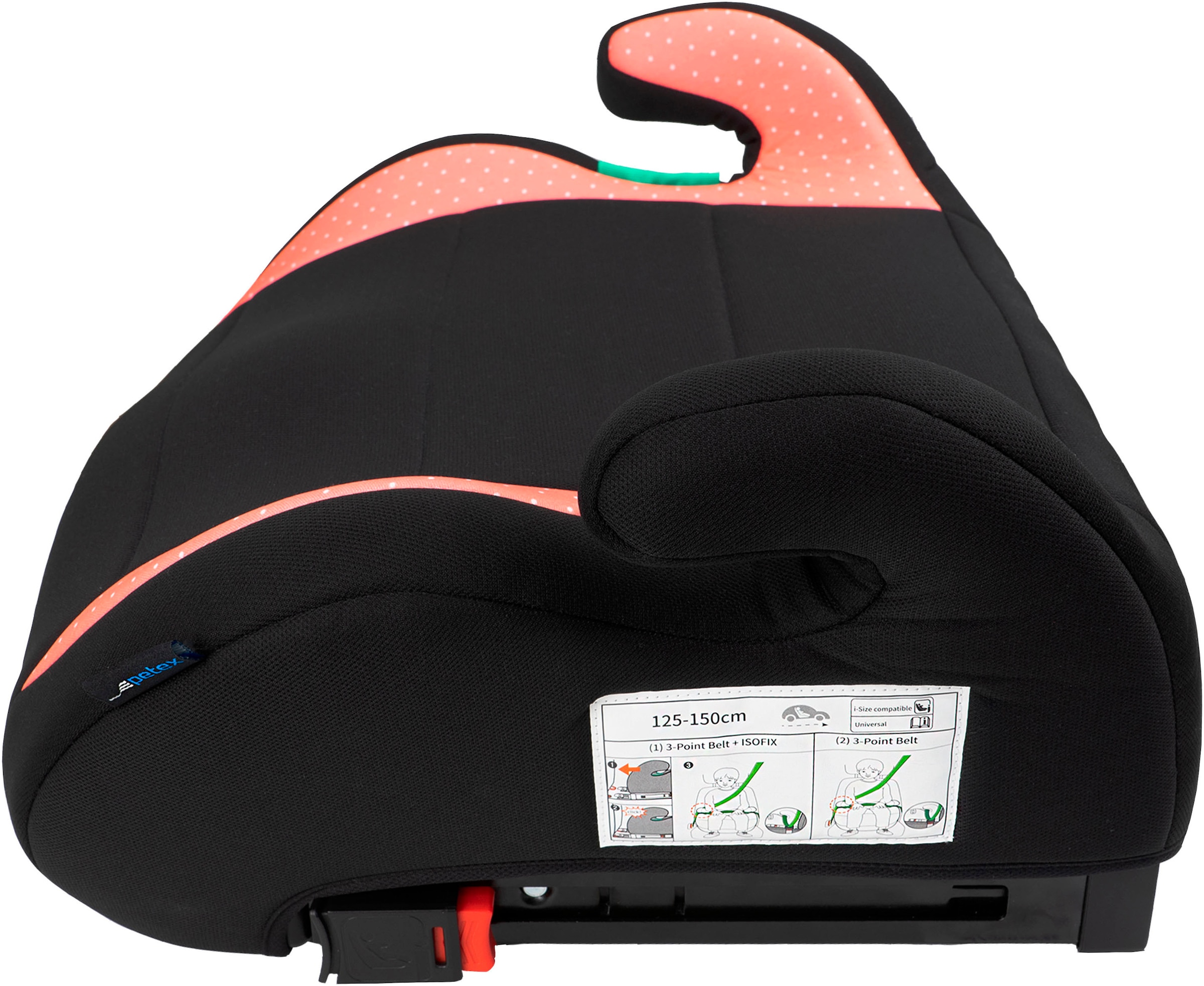 Petex Kindersitzerhöhung »Max Plus«, Befestigung mit ISOFIX-Befestigung & 3-Punkt-Gurt des Fahrzeugs