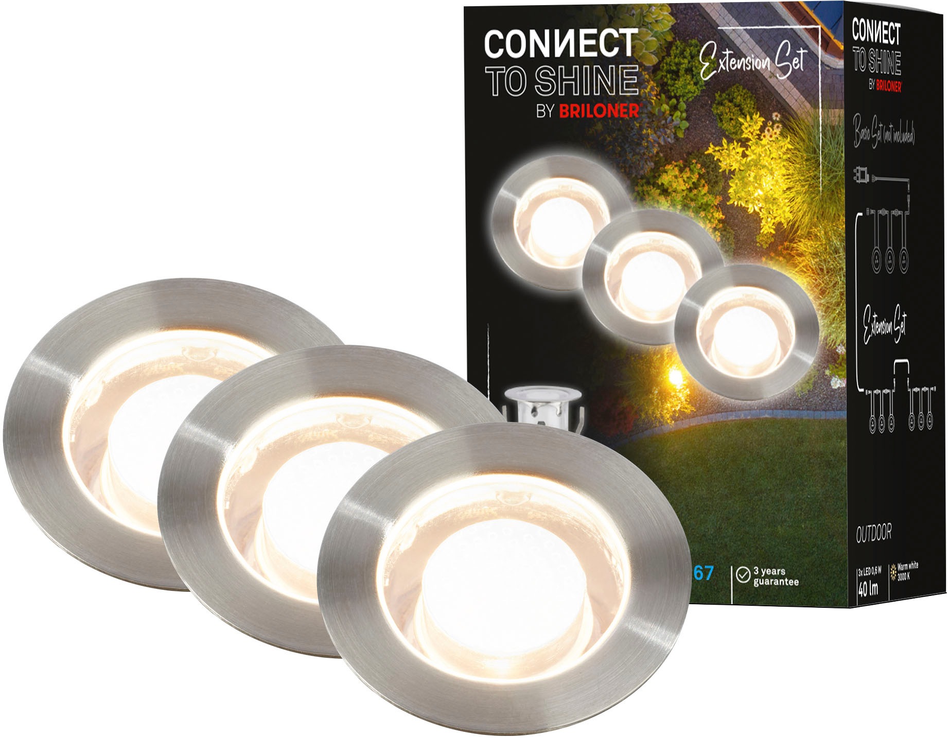 Briloner Leuchten LED Bodeneinbauleuchte "PADOUK", für den Outdoorbereich, 3er-Set, Schutzart IP67