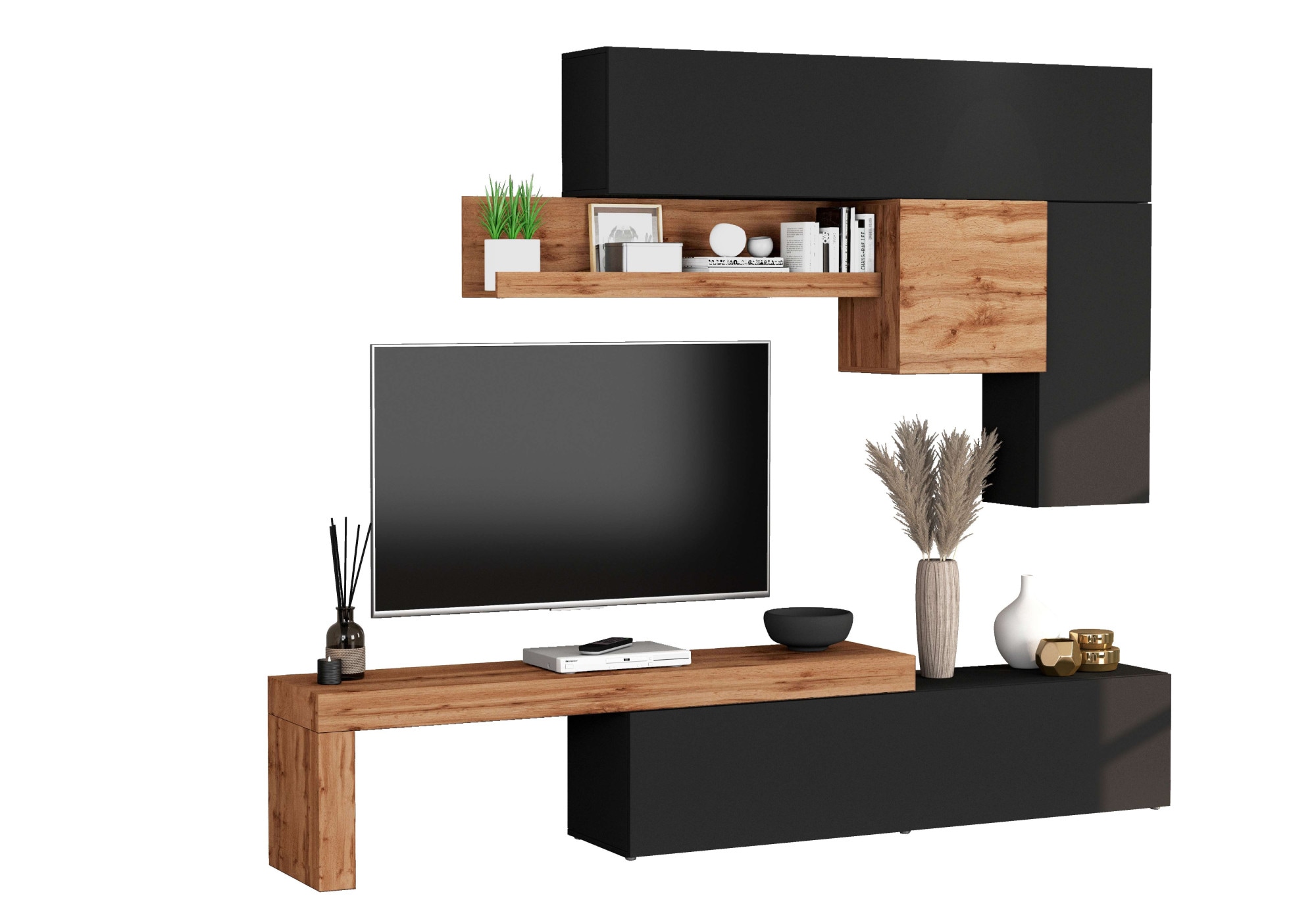 INOSIGN Wohnwand »Chronos Wohnwand, Medienwand, 5-er set«, (Set, 5 St.), ca. 270 cm mit Hängeschränke, Würfel, Regal, Lowboard, Made in Italy