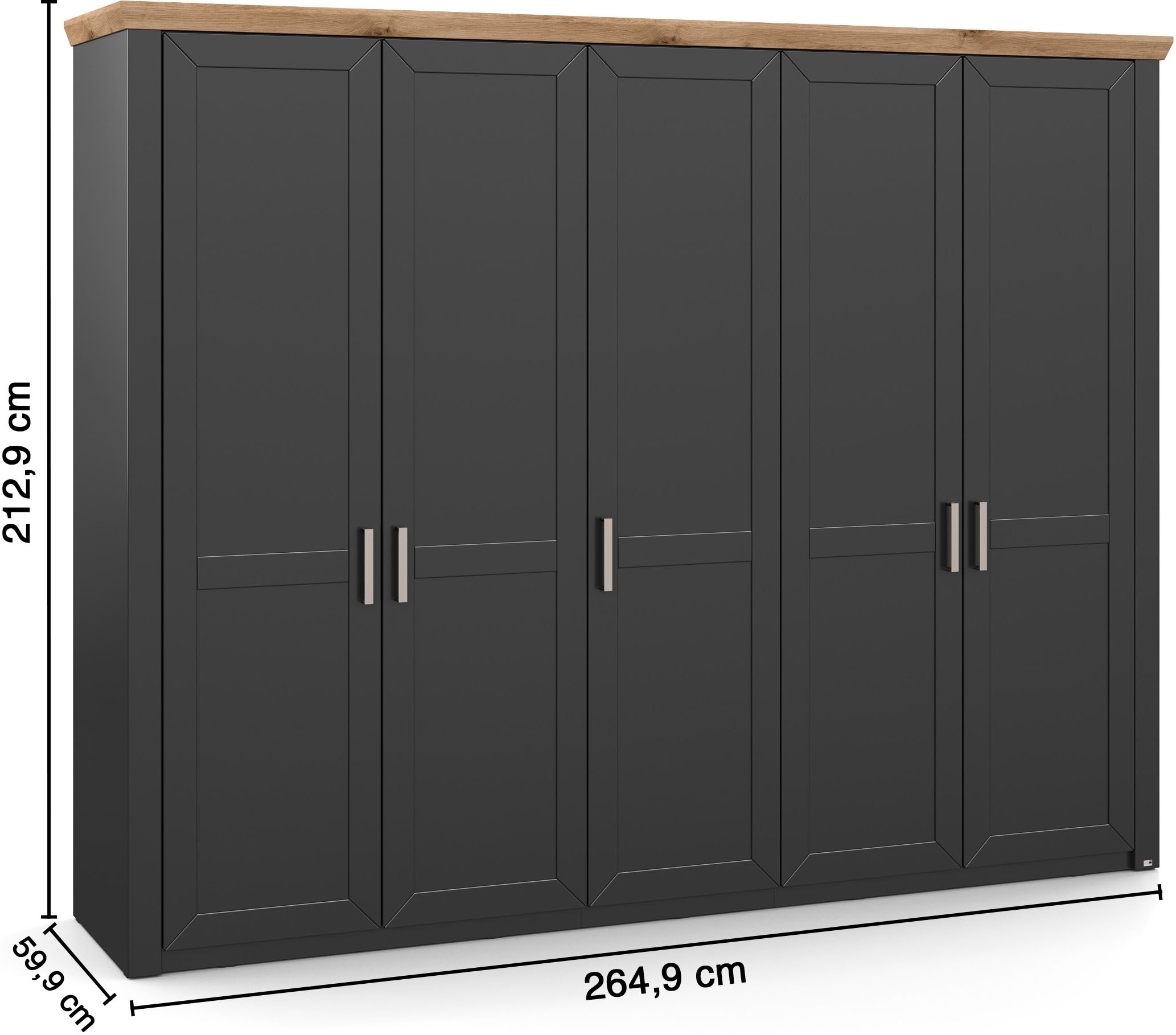 set one by Musterring Kleiderschrank »York Schlafen«, (1 St.), mit Holztüren und Kranz in Eiche, versch. Breiten, Höhe 207 x T60cm